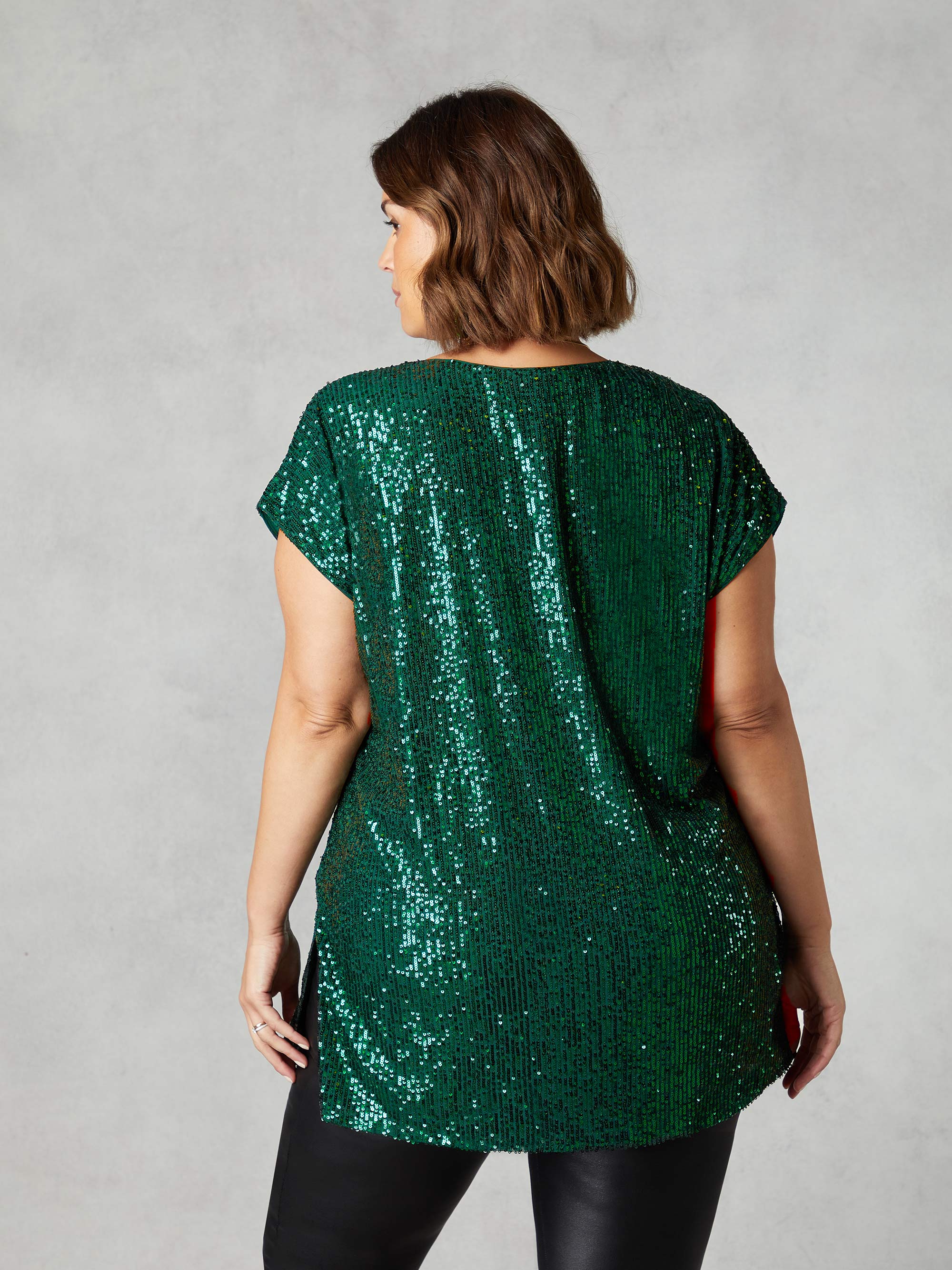 Green Sequin Longline Tunic - Image 3