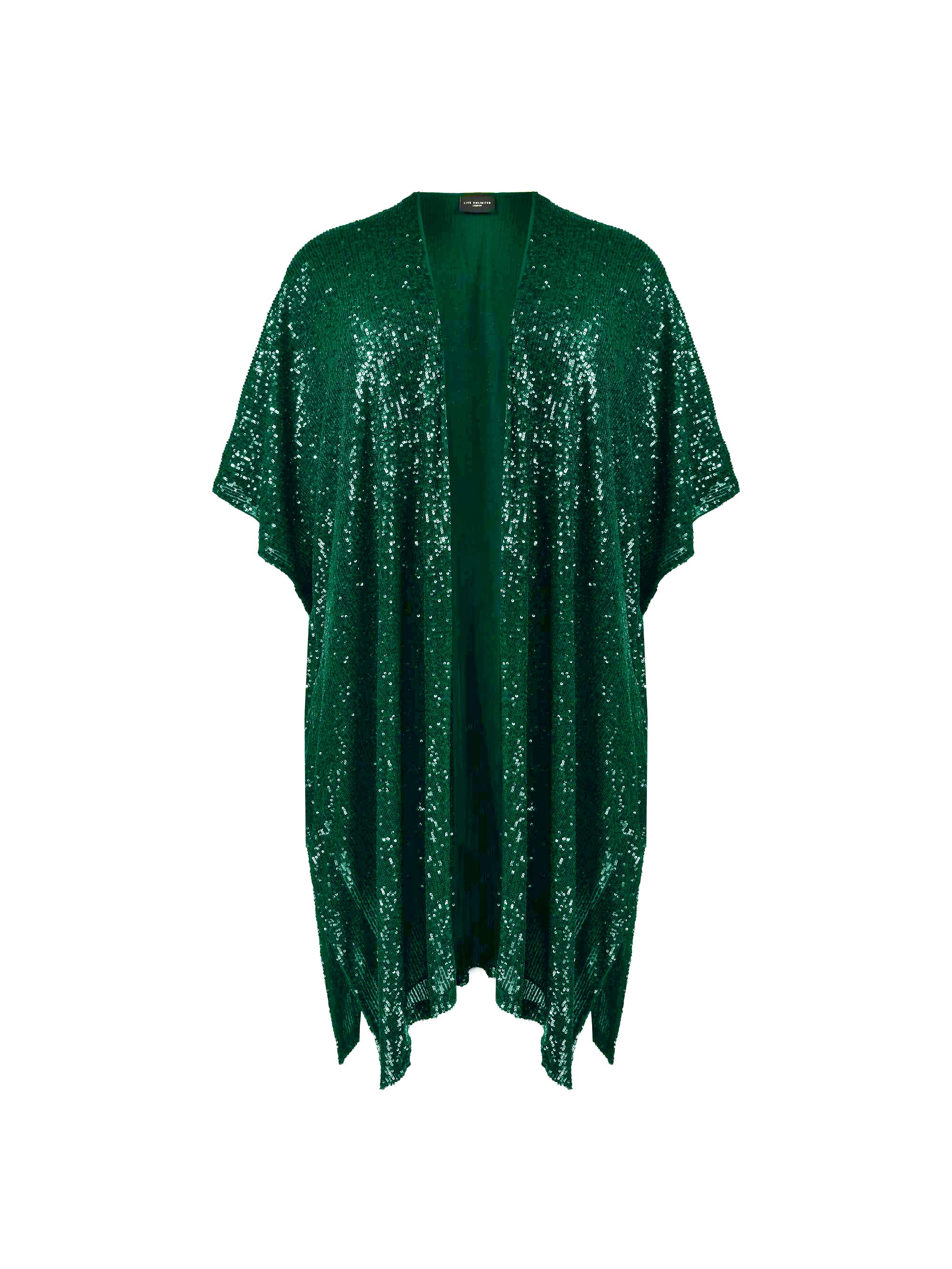 Green Sequin Short Sleeve Kimono - Image 5