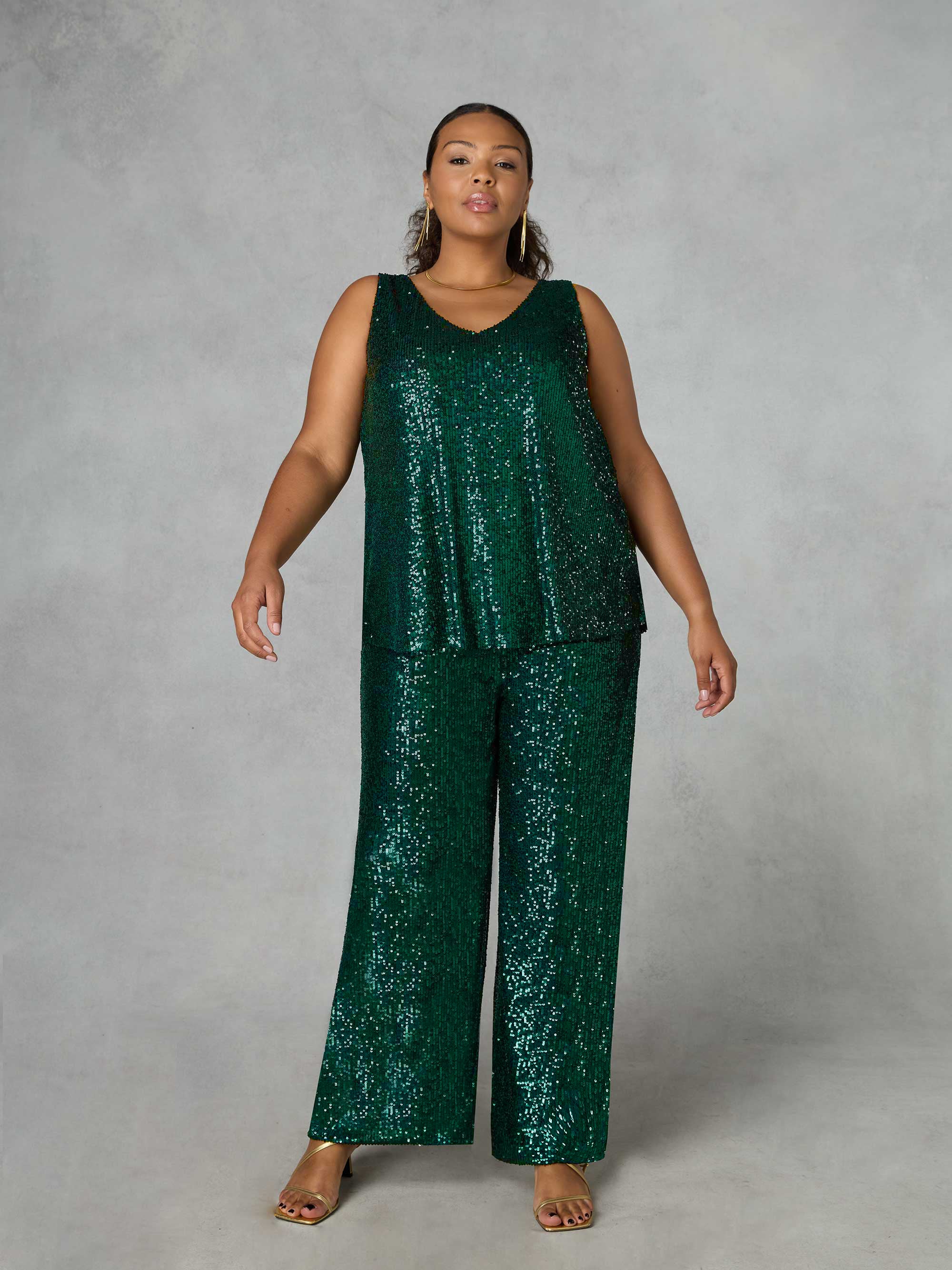 Green Sequin Trousers - Image 4