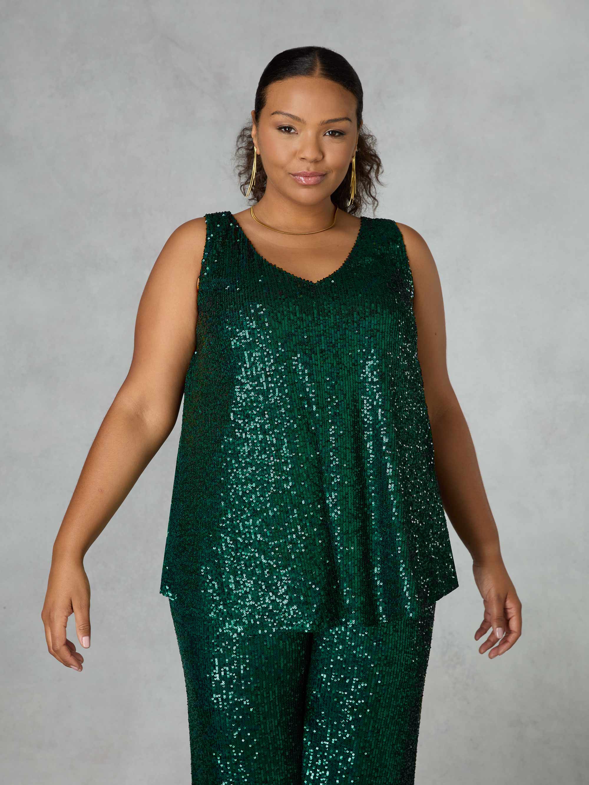 Green Sequin Vest Top - Image 3