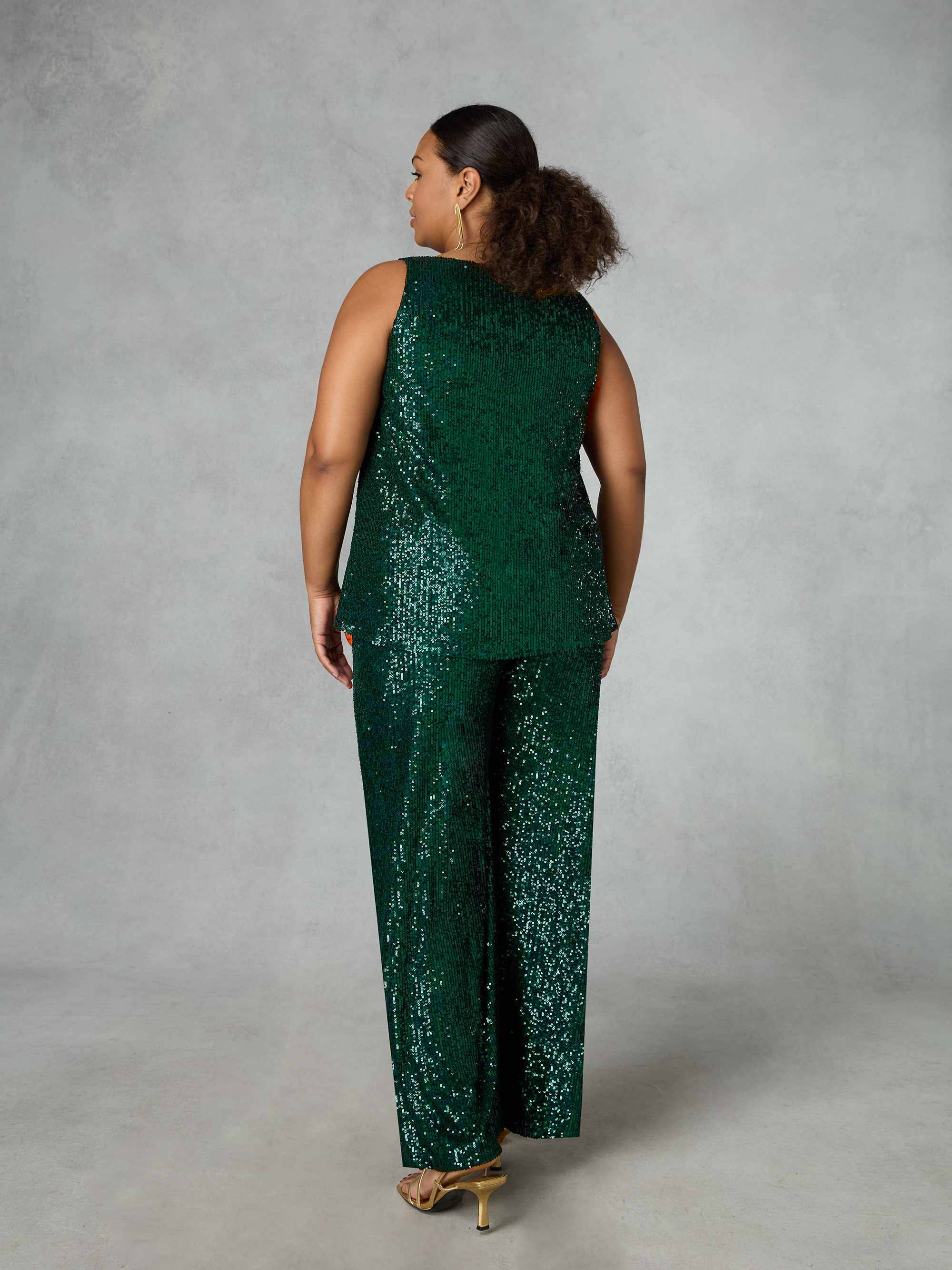 Green Sequin Vest Top - Image 5