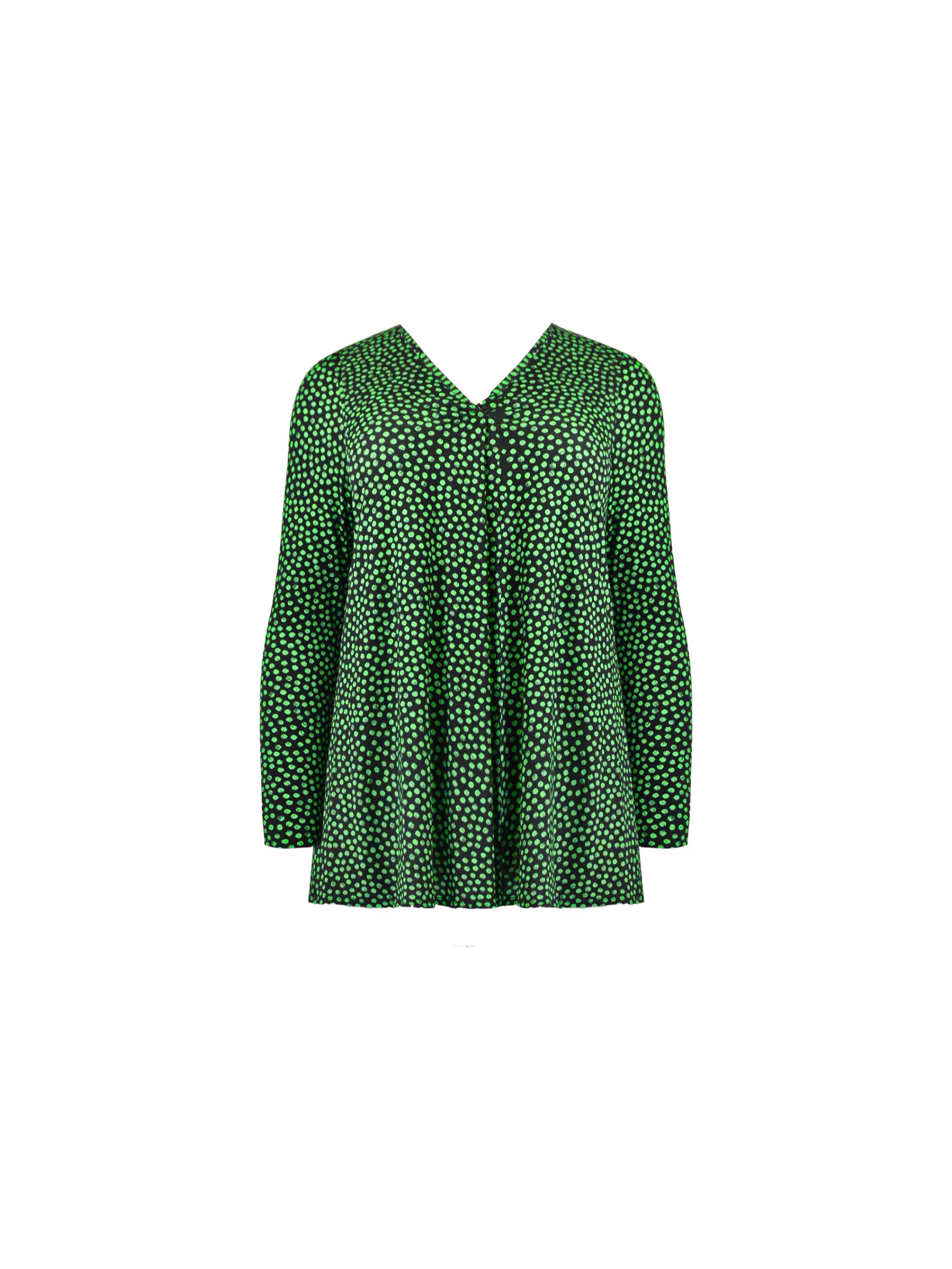 Green Spot Print Jersey Pleat Front Top - Image 5