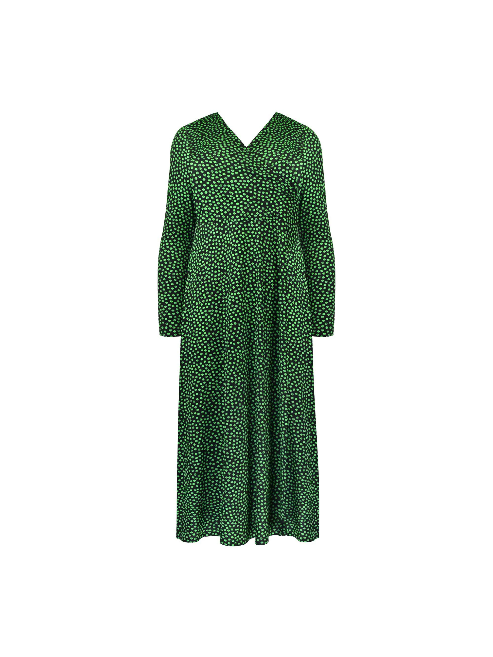 Green Spot Print Jersey Wrap Dress - Image 5