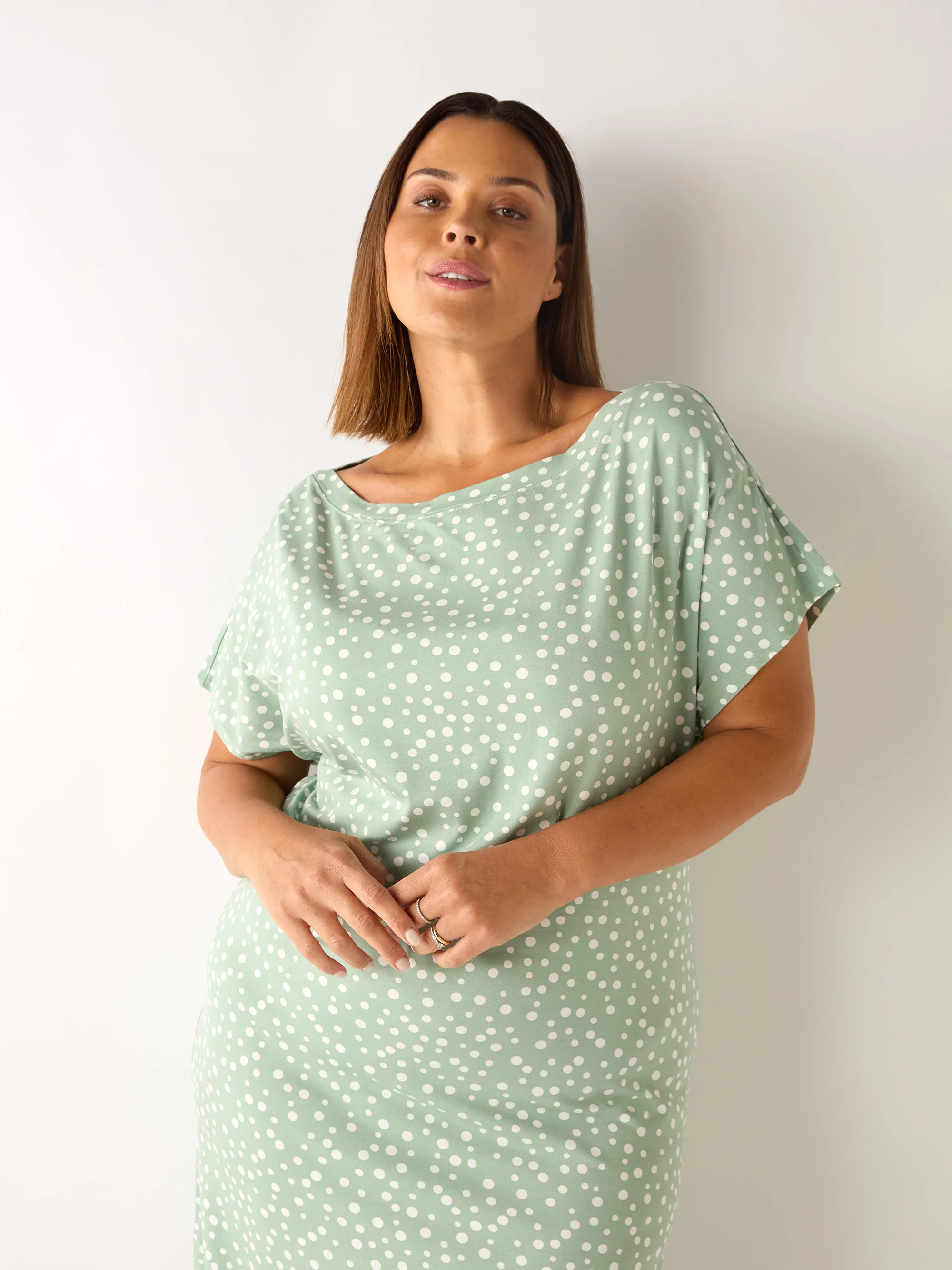 Green Spot Print Nightdress - Image 3