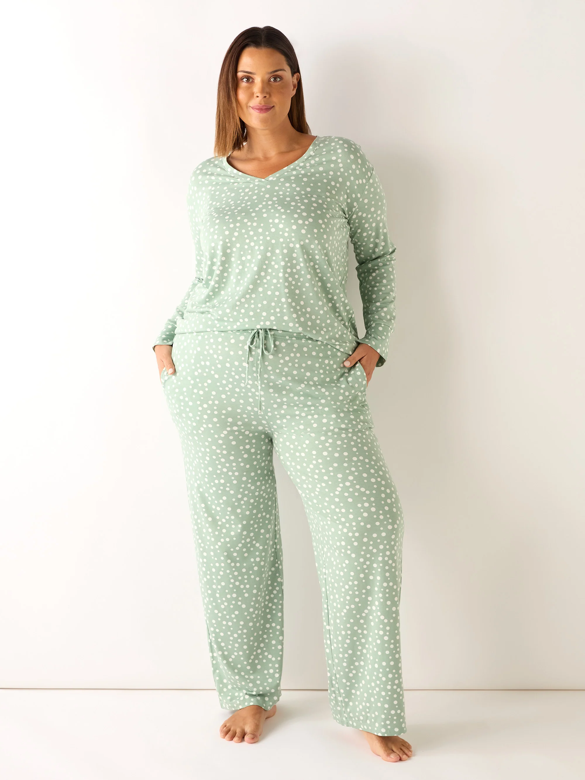 Green Spot Print Pyjama Set - Image 4