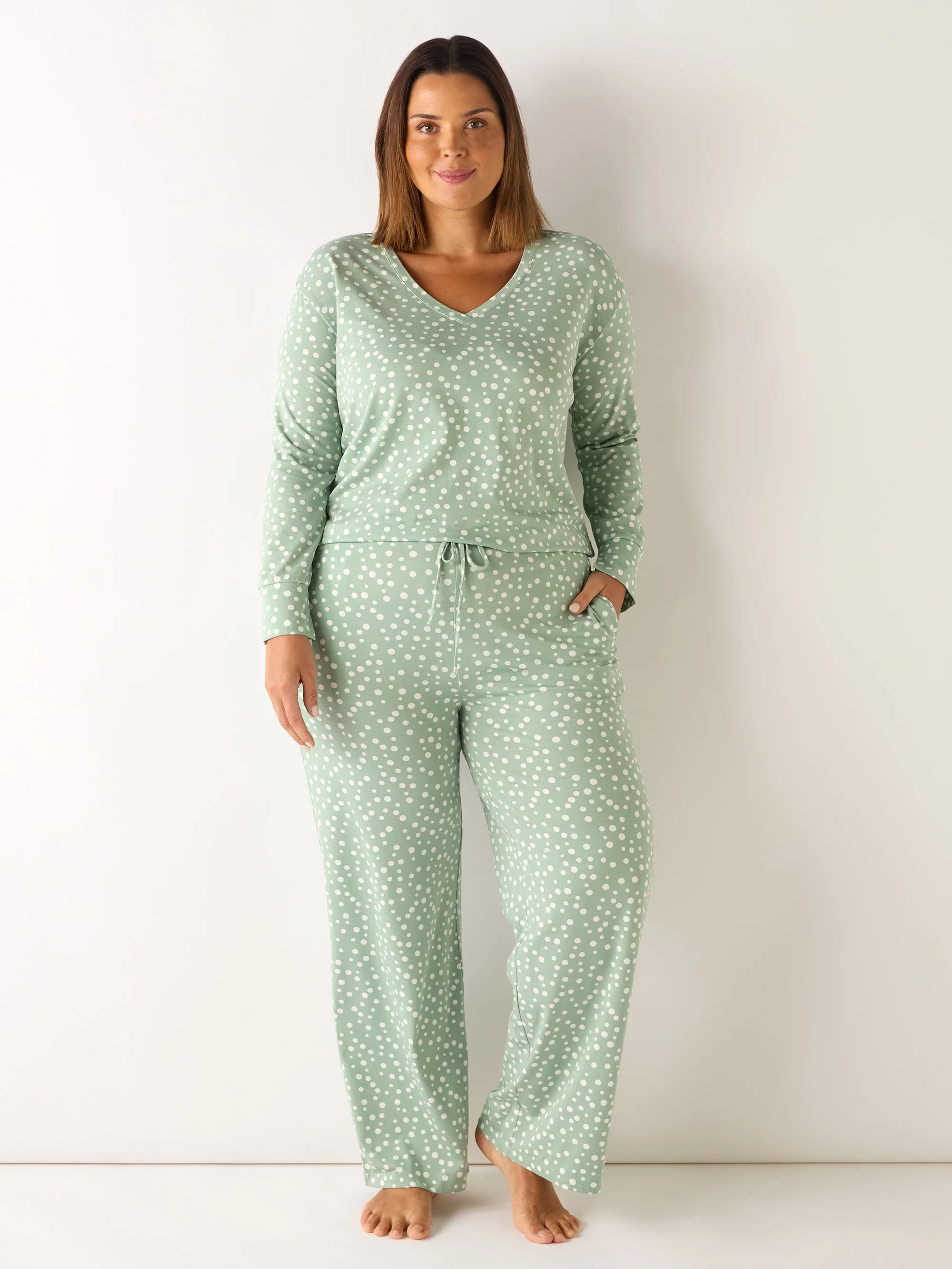 Green Spot Print Pyjama Set - Image 5