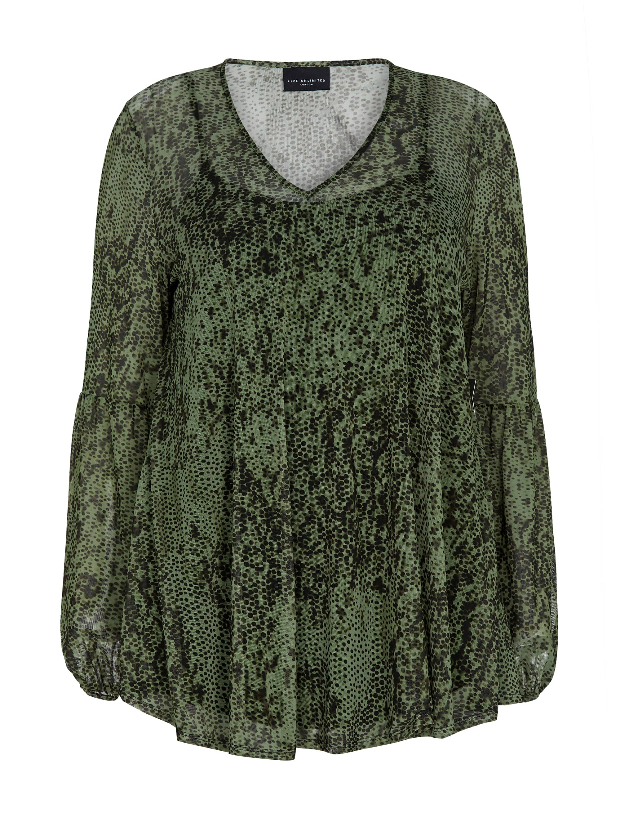 Green V Neck Mesh Top - Image 3