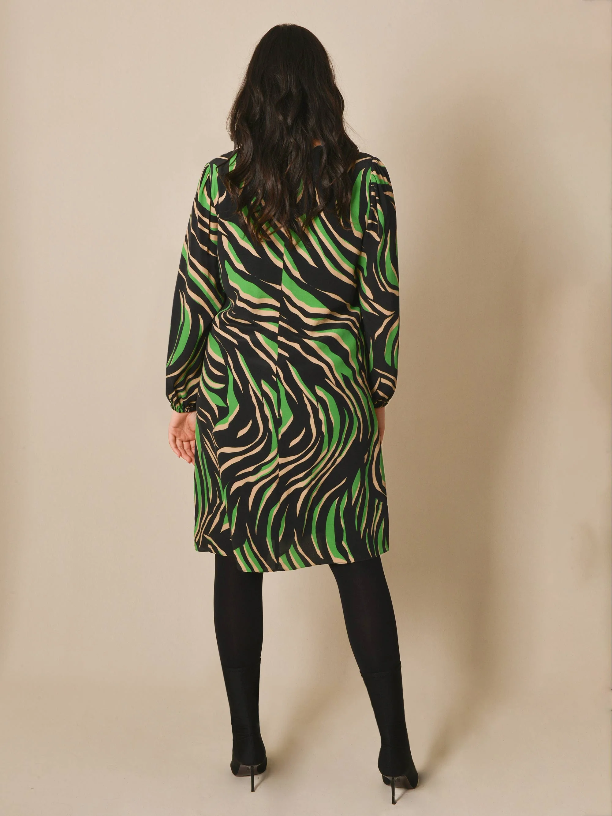 Green Zebra Print Short Swing Dress - Image 2