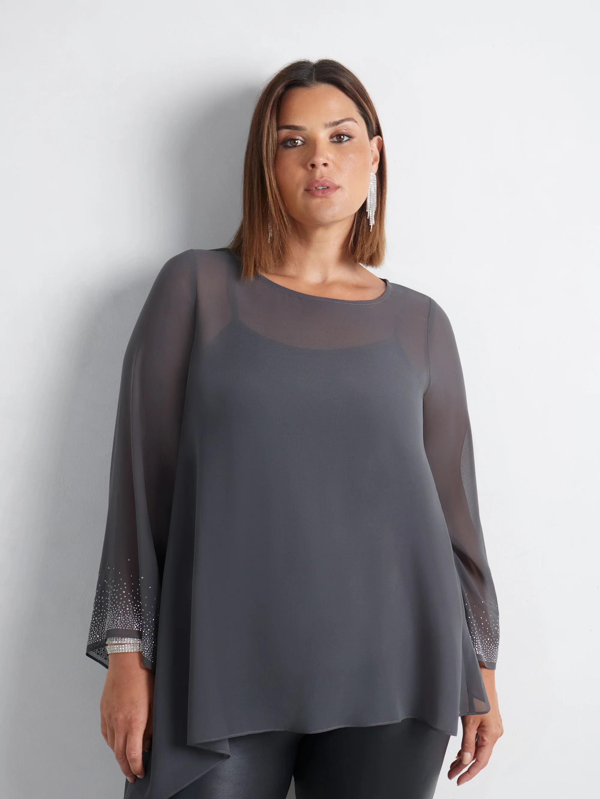 Grey Asymmetric Hotfix Top - Image 3