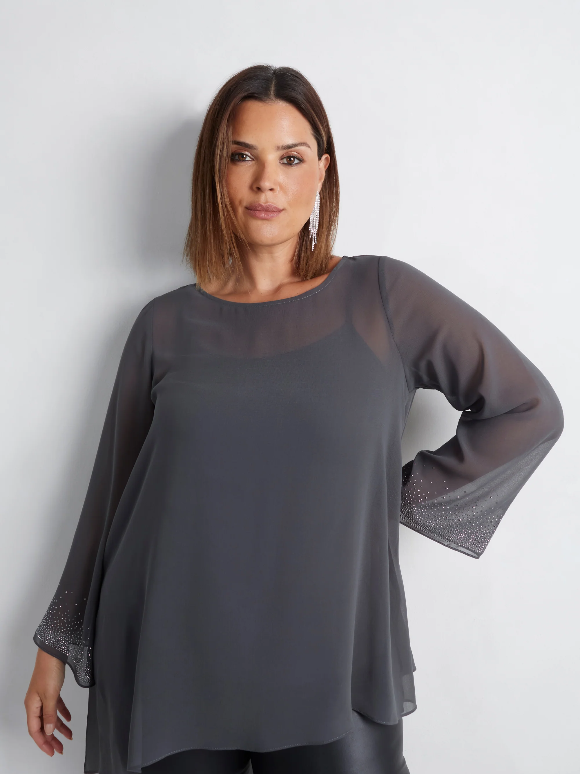 Grey Asymmetric Hotfix Top - Image 6