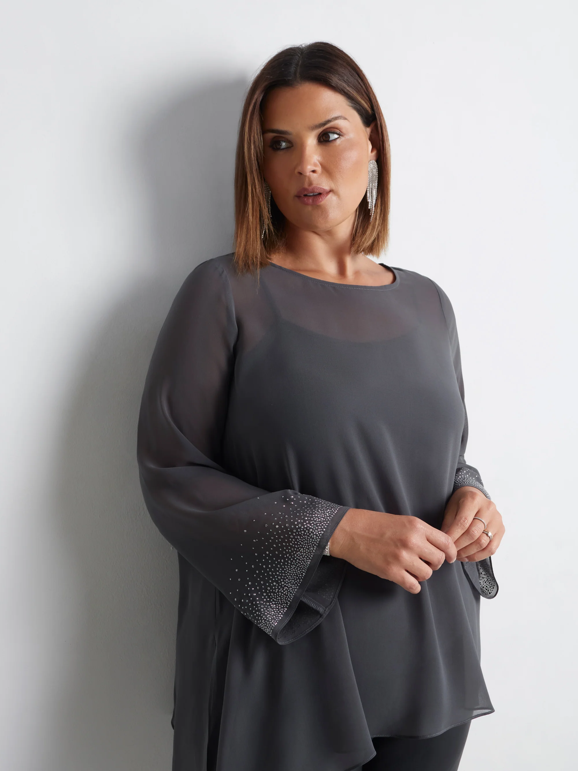 Grey Asymmetric Hotfix Top - Image 7