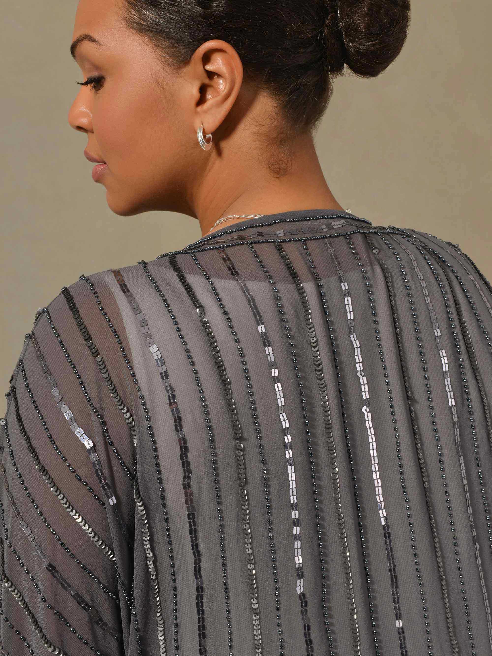 Grey Beaded Kimono - Image 5