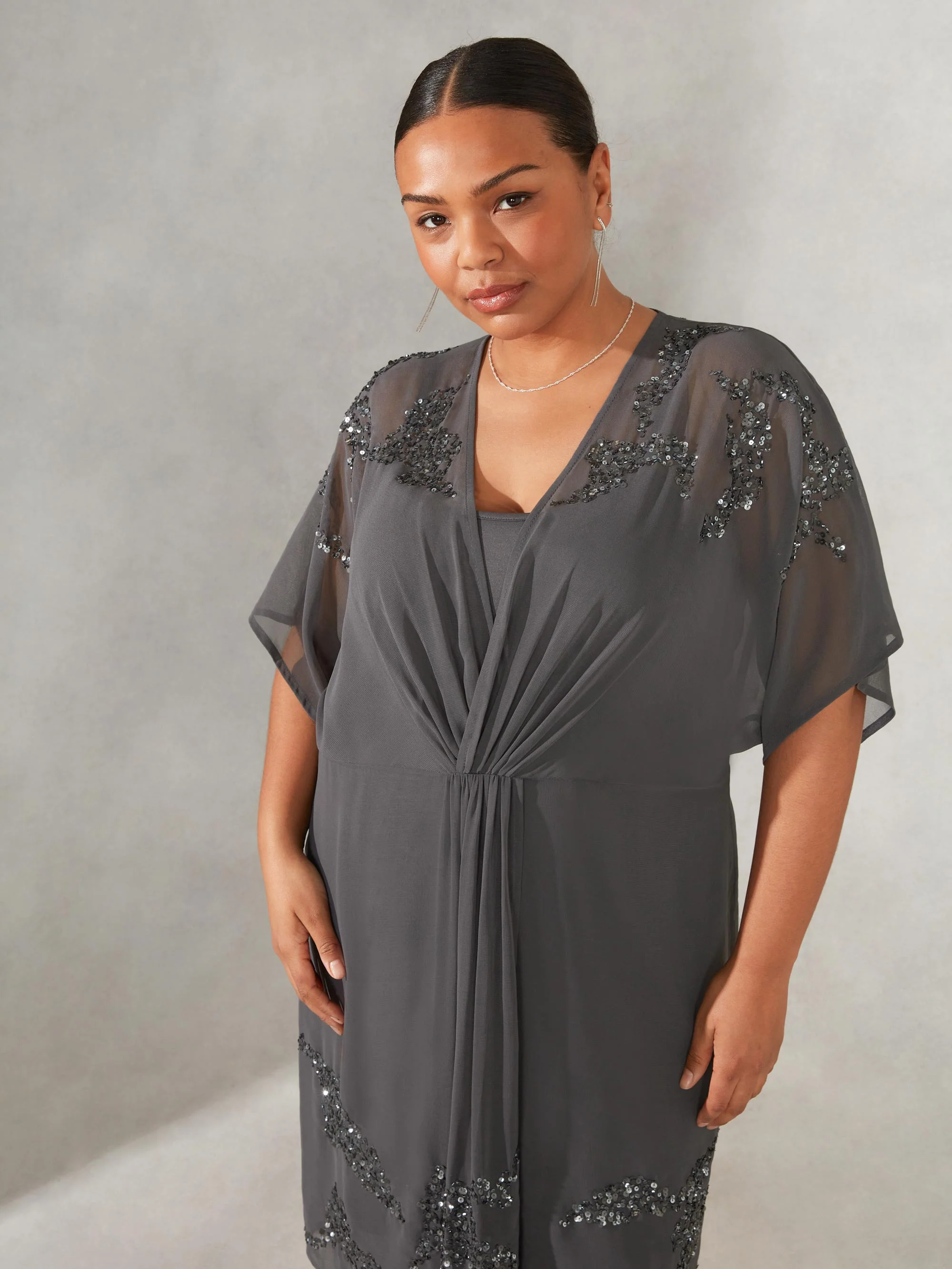Grey Embellished Dress - Image 4