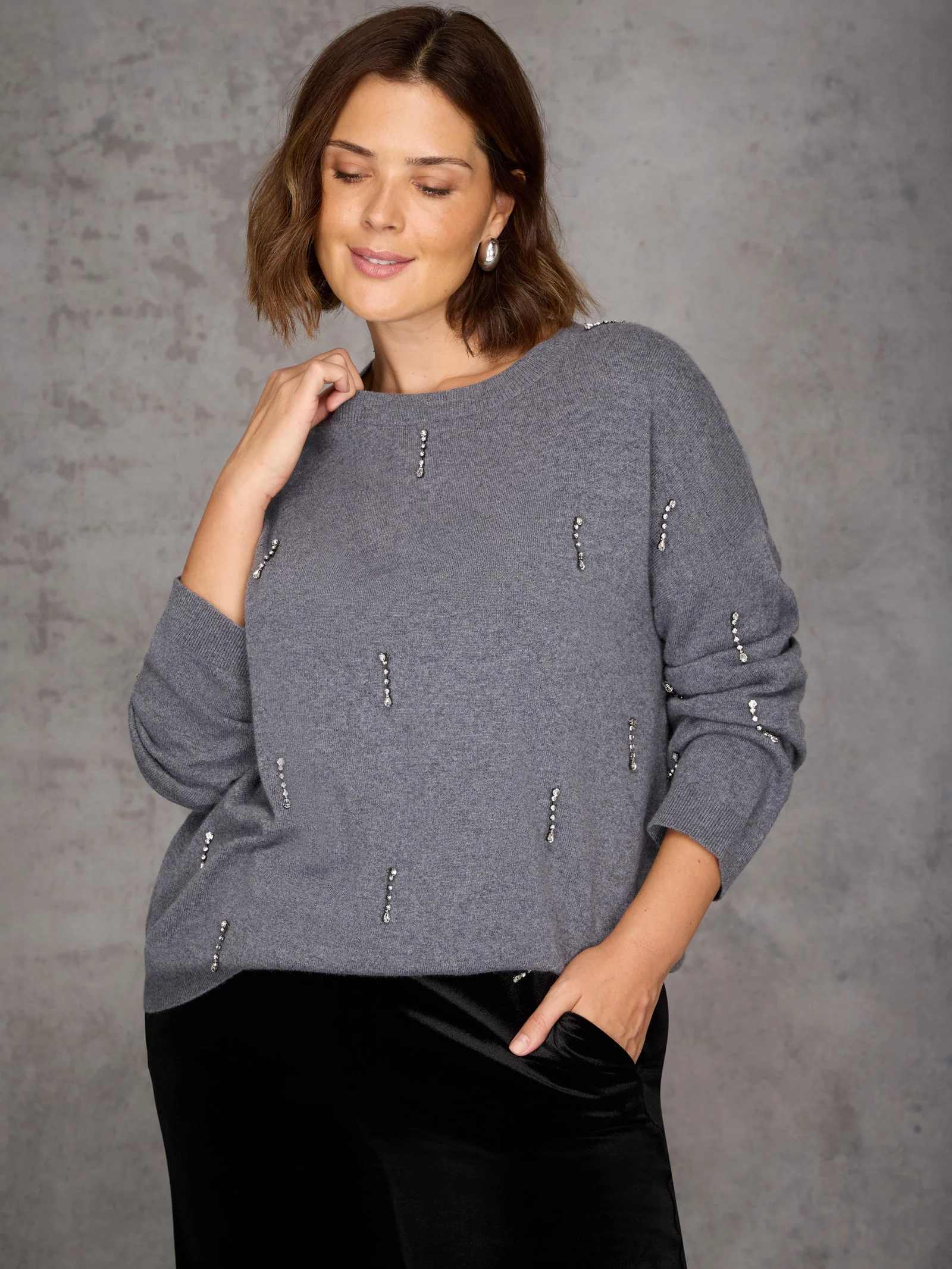 Grey Embellished Jumper - Image 3