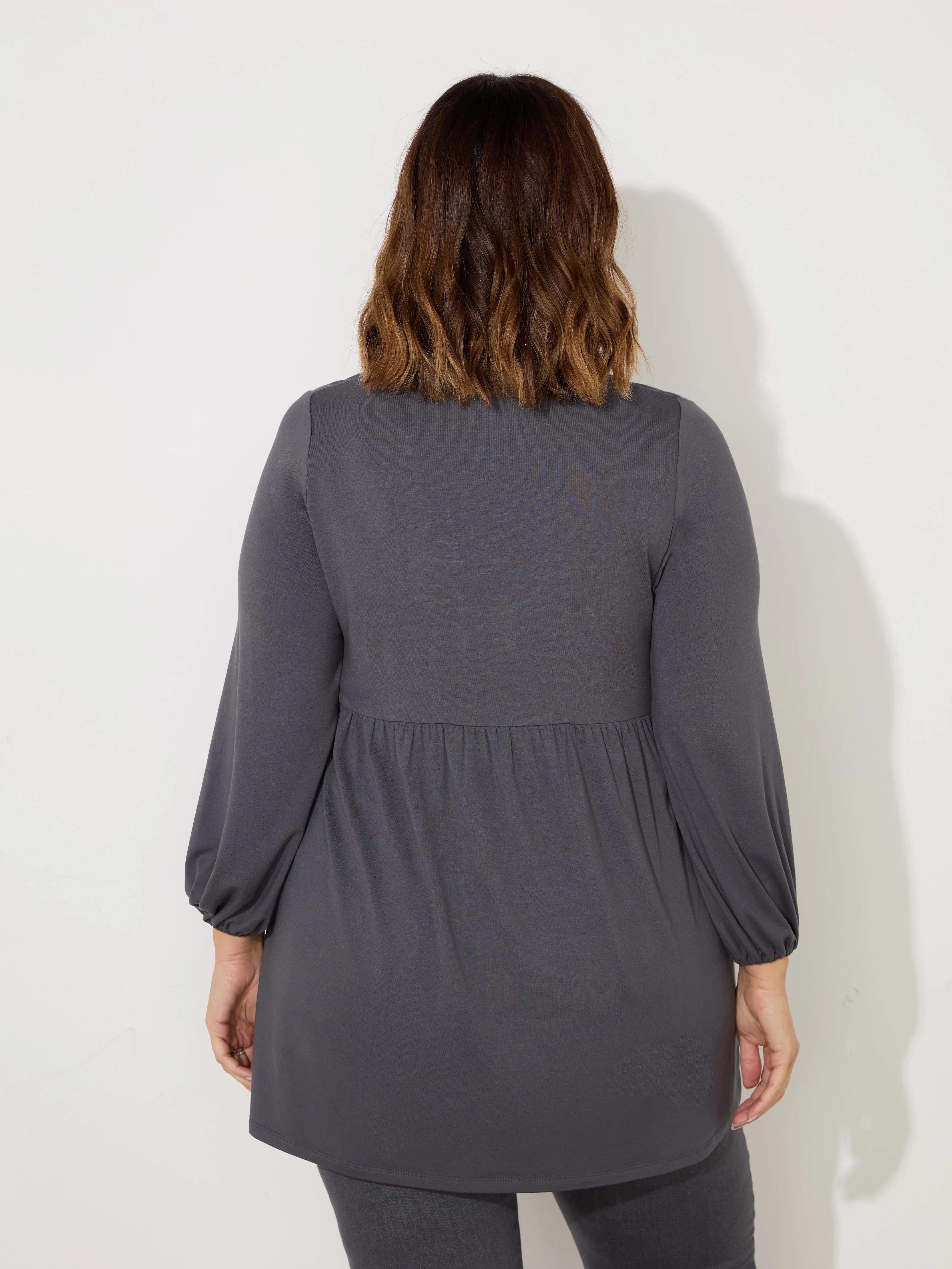 Grey Jersey Nehru Collar Tunic - Image 2