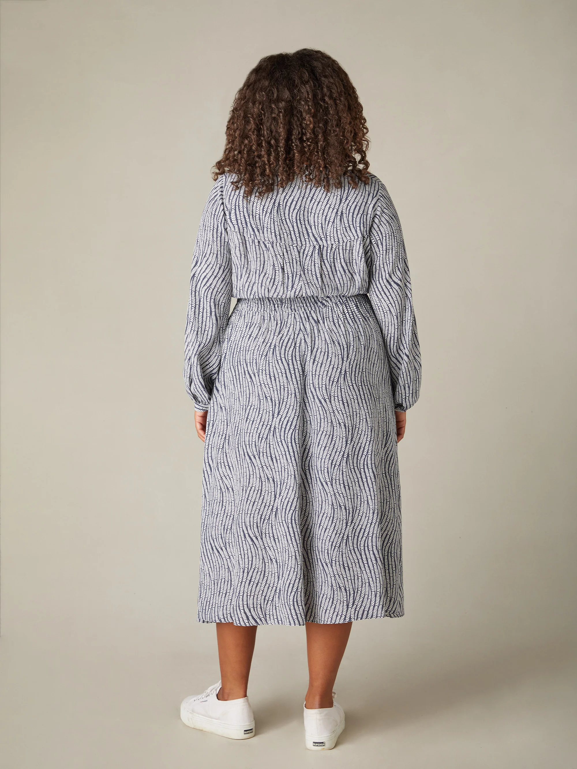 Grey Leaf Shirred Waist Midaxi Dress - Image 3
