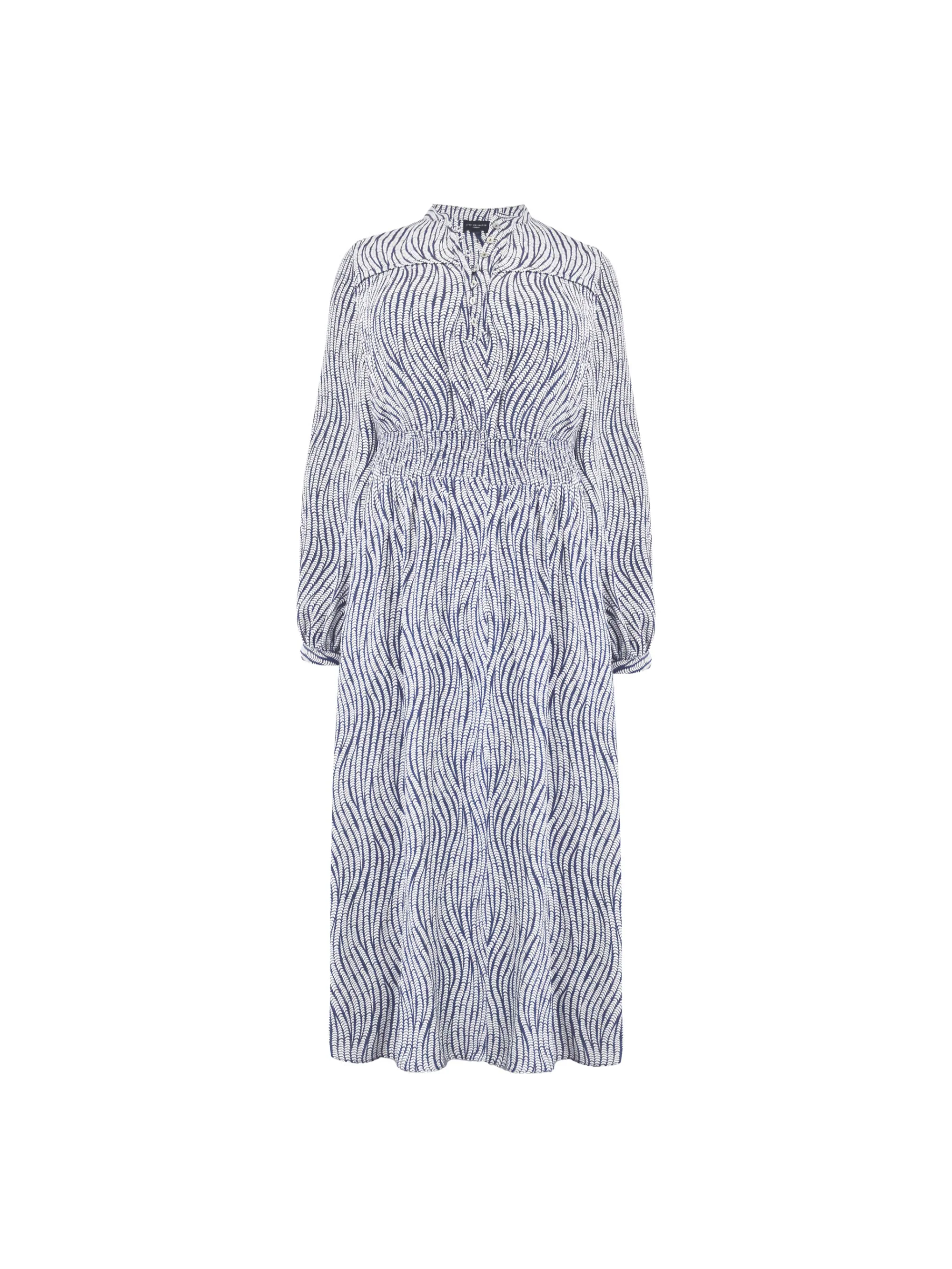 Grey Leaf Shirred Waist Midaxi Dress - Image 5