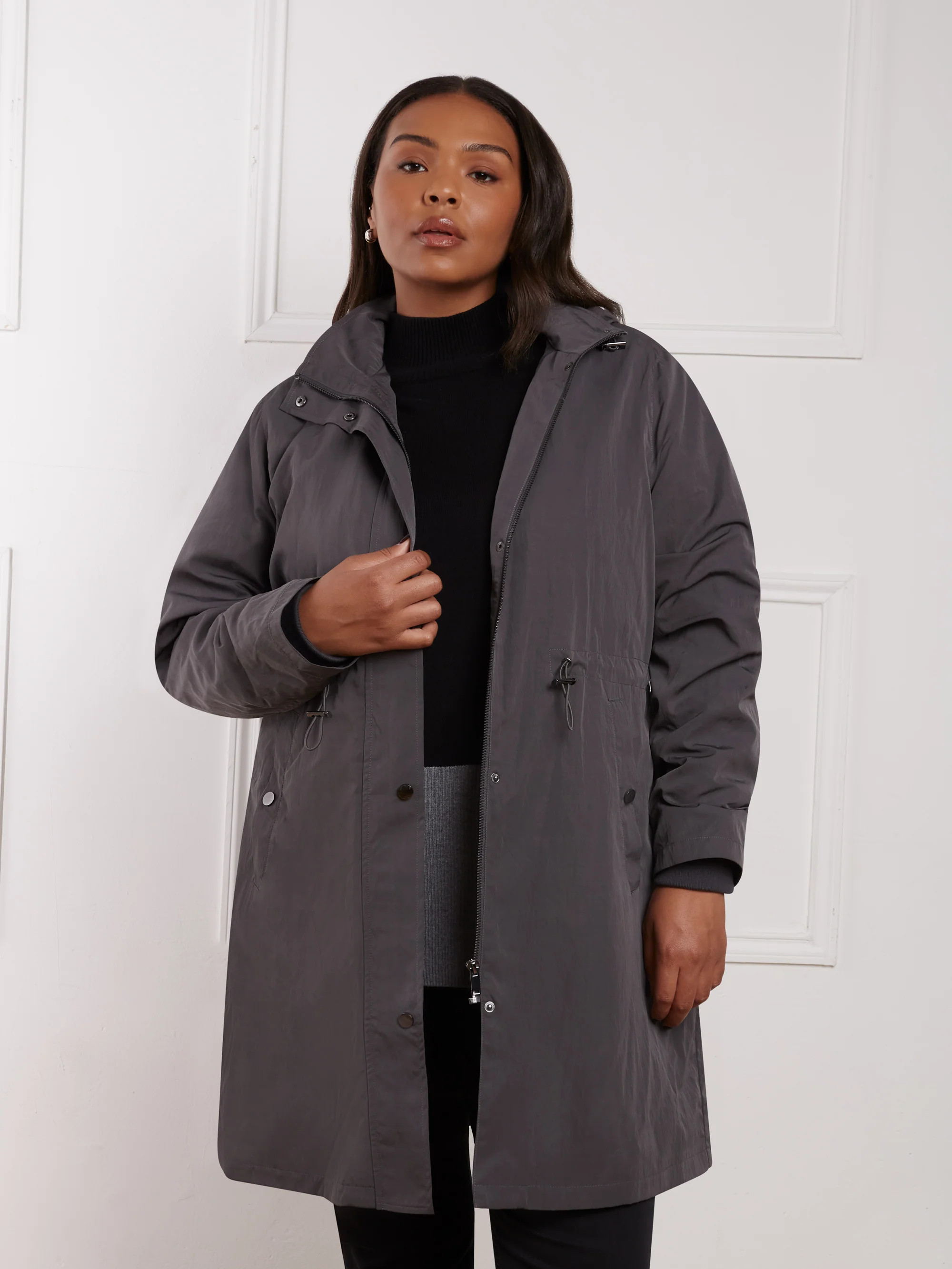 Grey Lightweight Hooded Raincoat - Image 2
