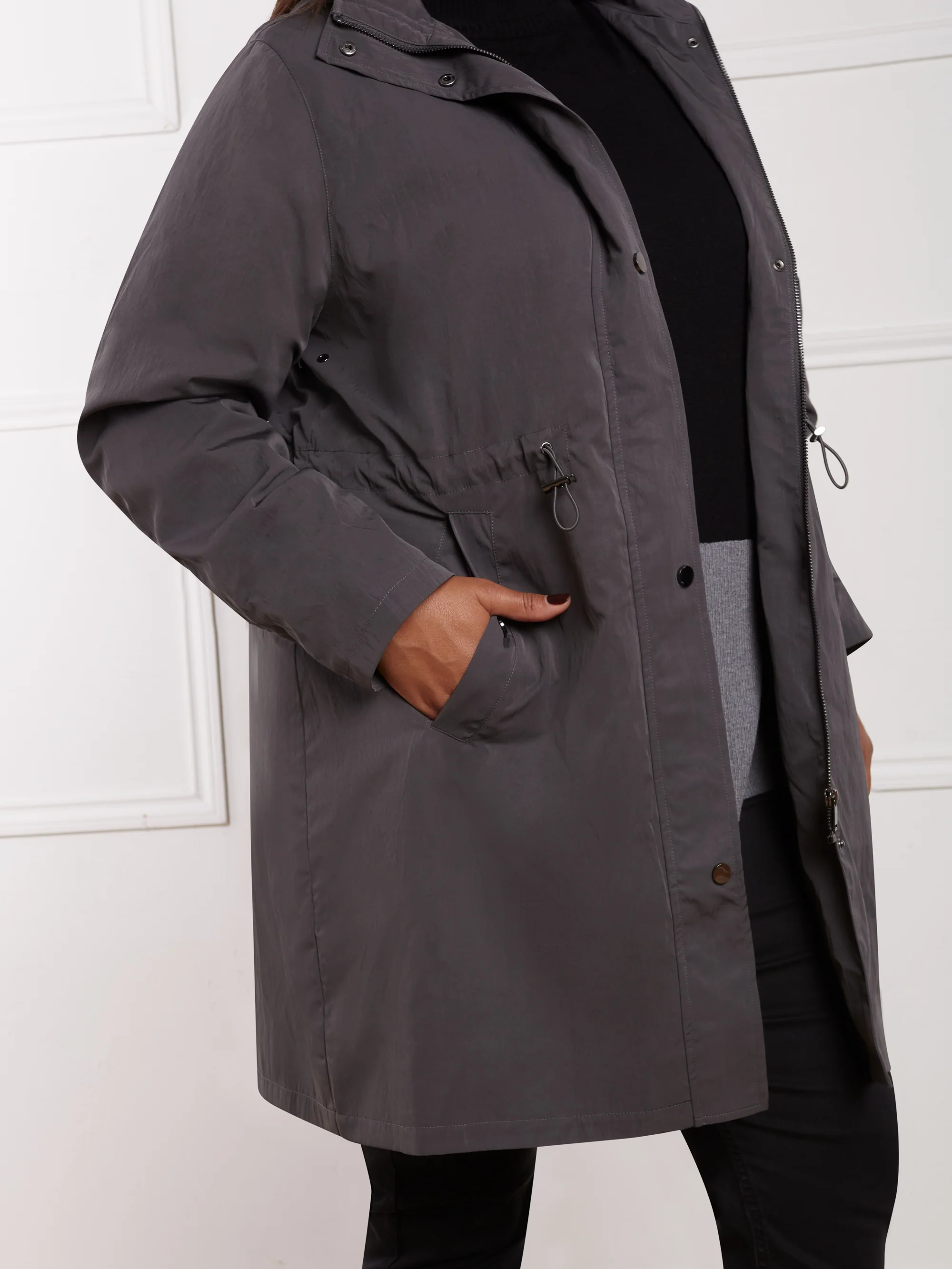 Grey Lightweight Hooded Raincoat - Image 3