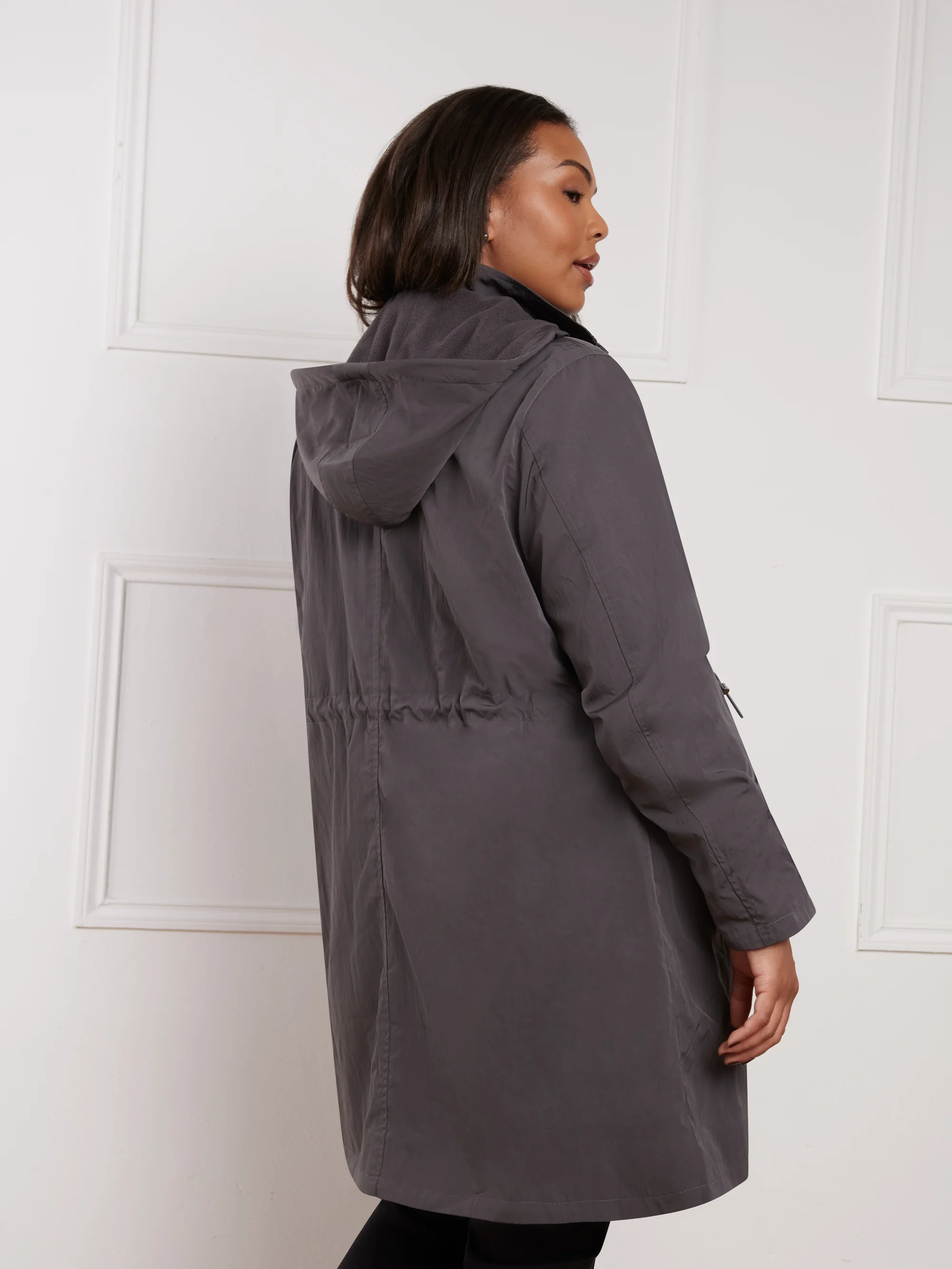 Grey Lightweight Hooded Raincoat - Image 6