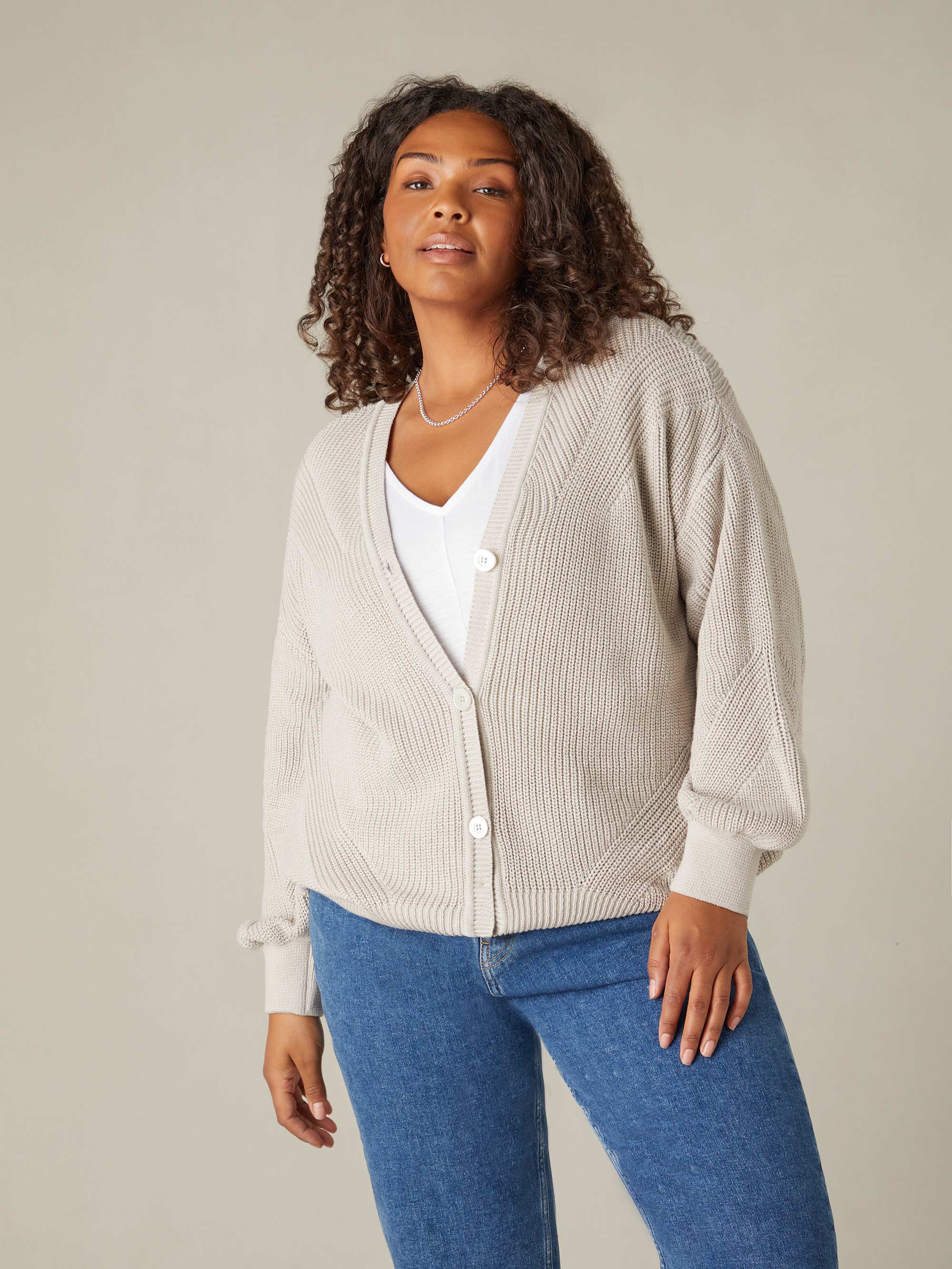 Grey Marl Knitted Cardigan - Image 2