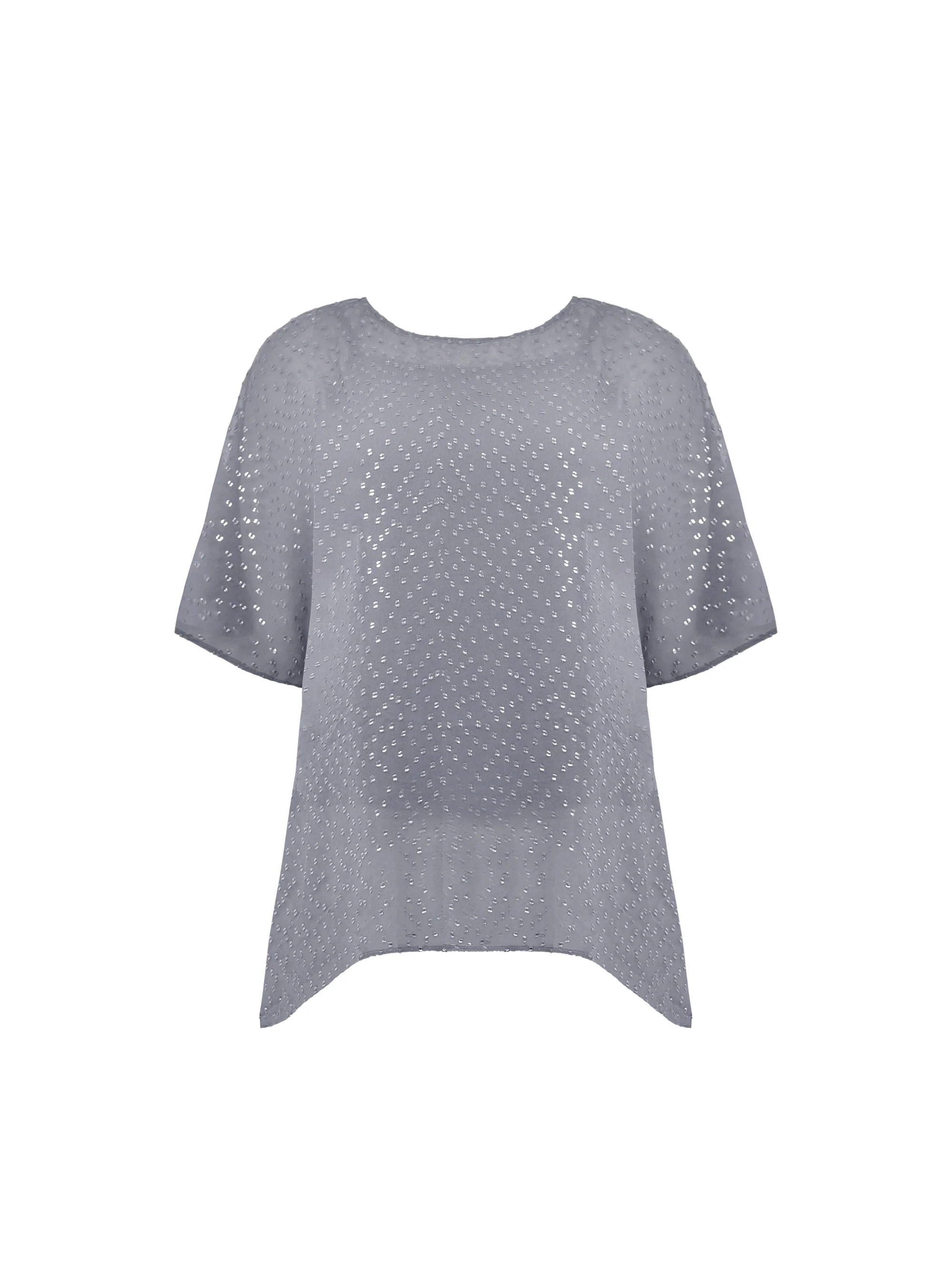Grey Metallic Dobby Overlay Top - Image 4
