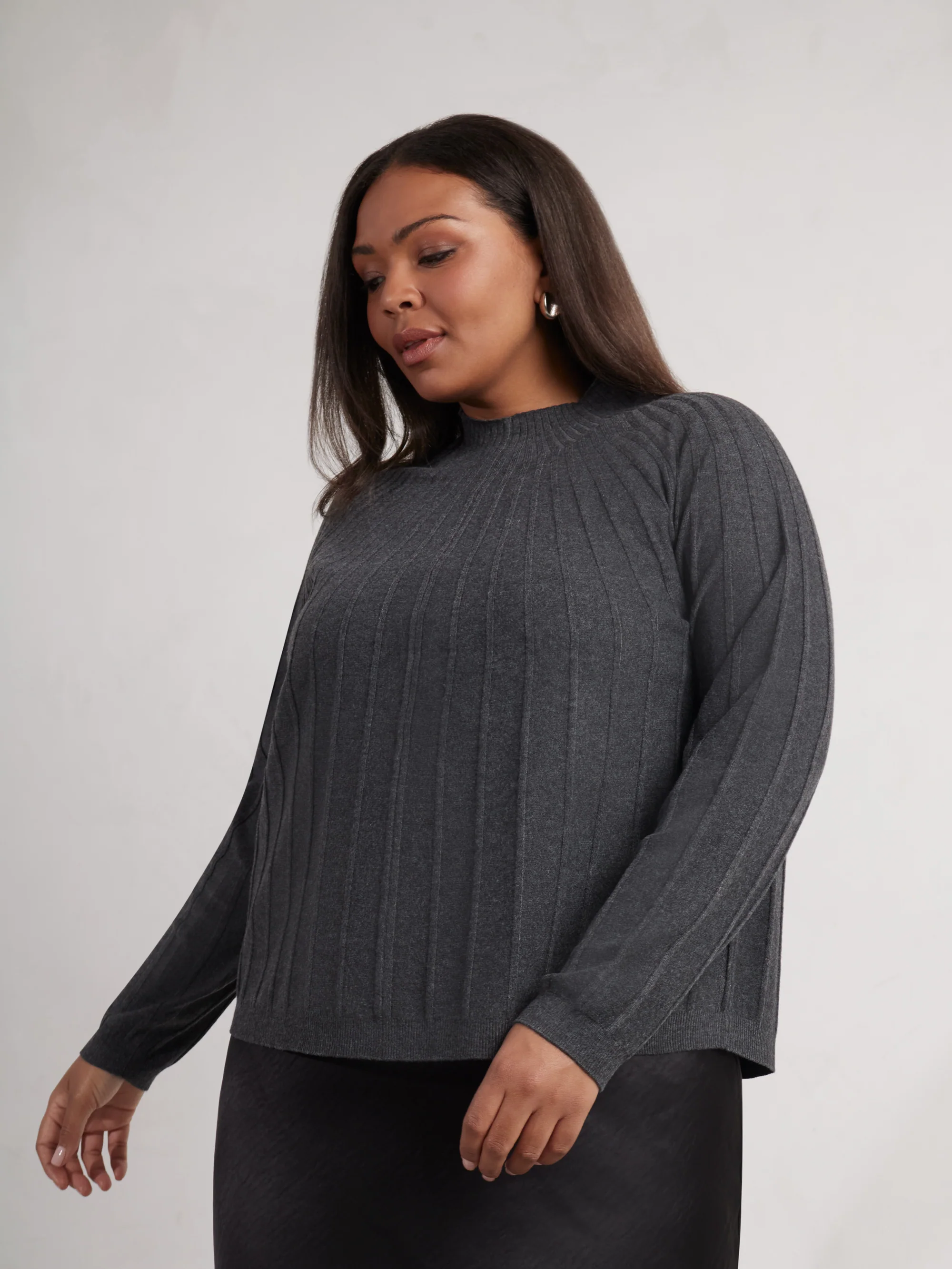 Grey Rib Knitted Jumper - Image 2