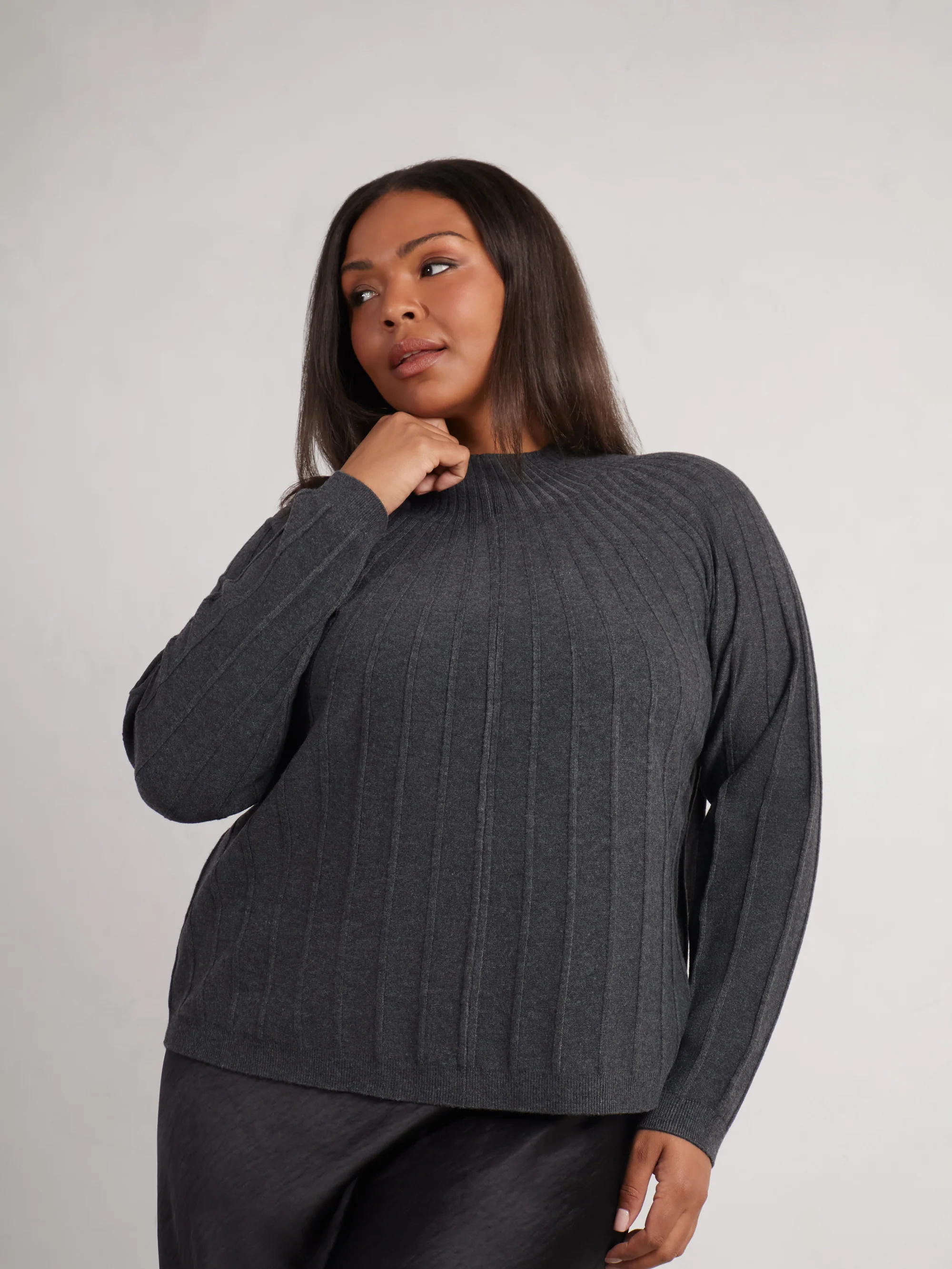 Grey Rib Knitted Jumper - Image 3