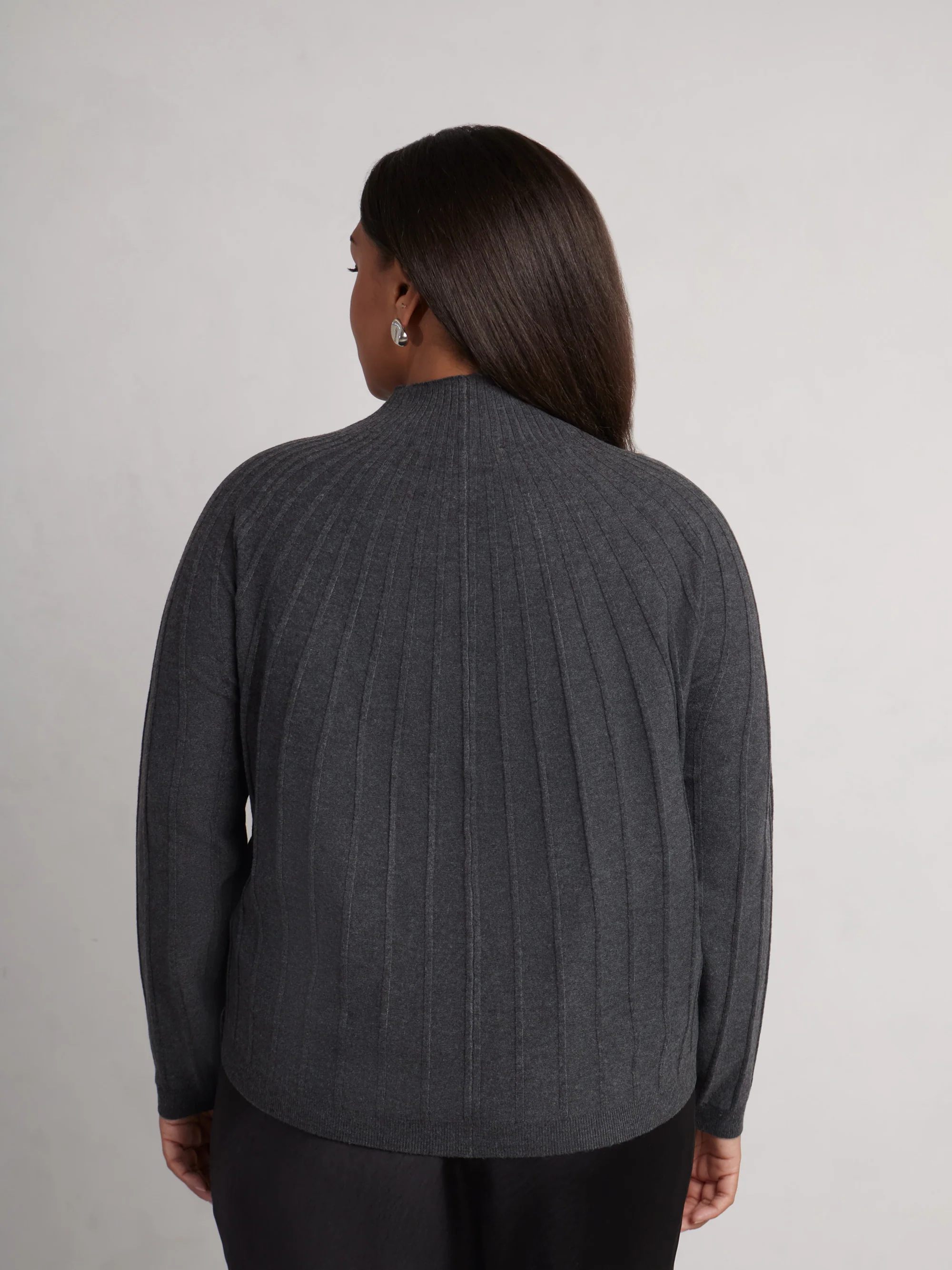 Grey Rib Knitted Jumper - Image 4