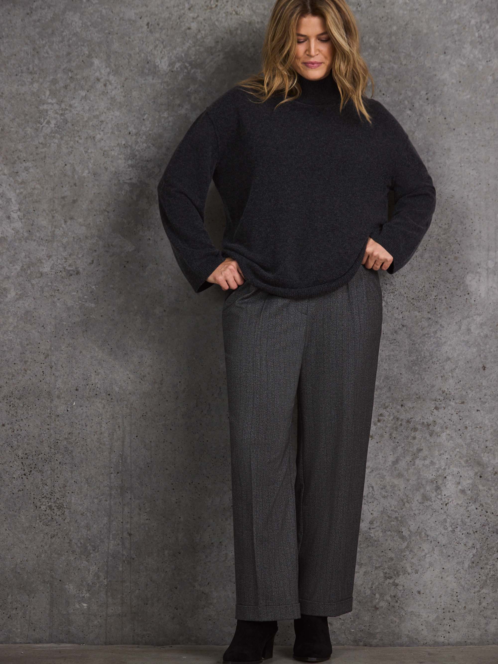 Grey Cashmere-Blend Roll Neck Knit Jumper - Image 3