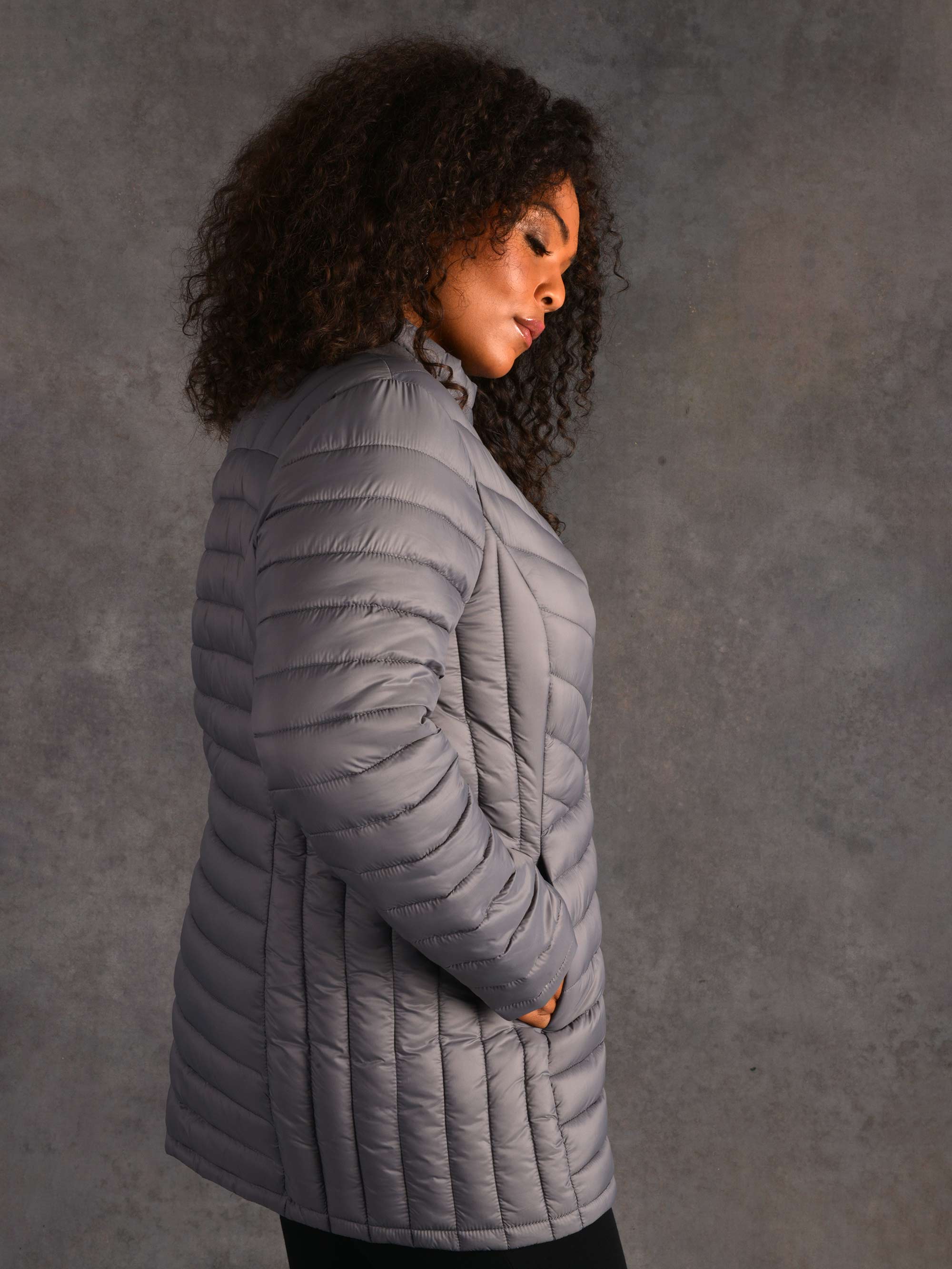 Grey Roll Up Puffer Jacket - Image 5