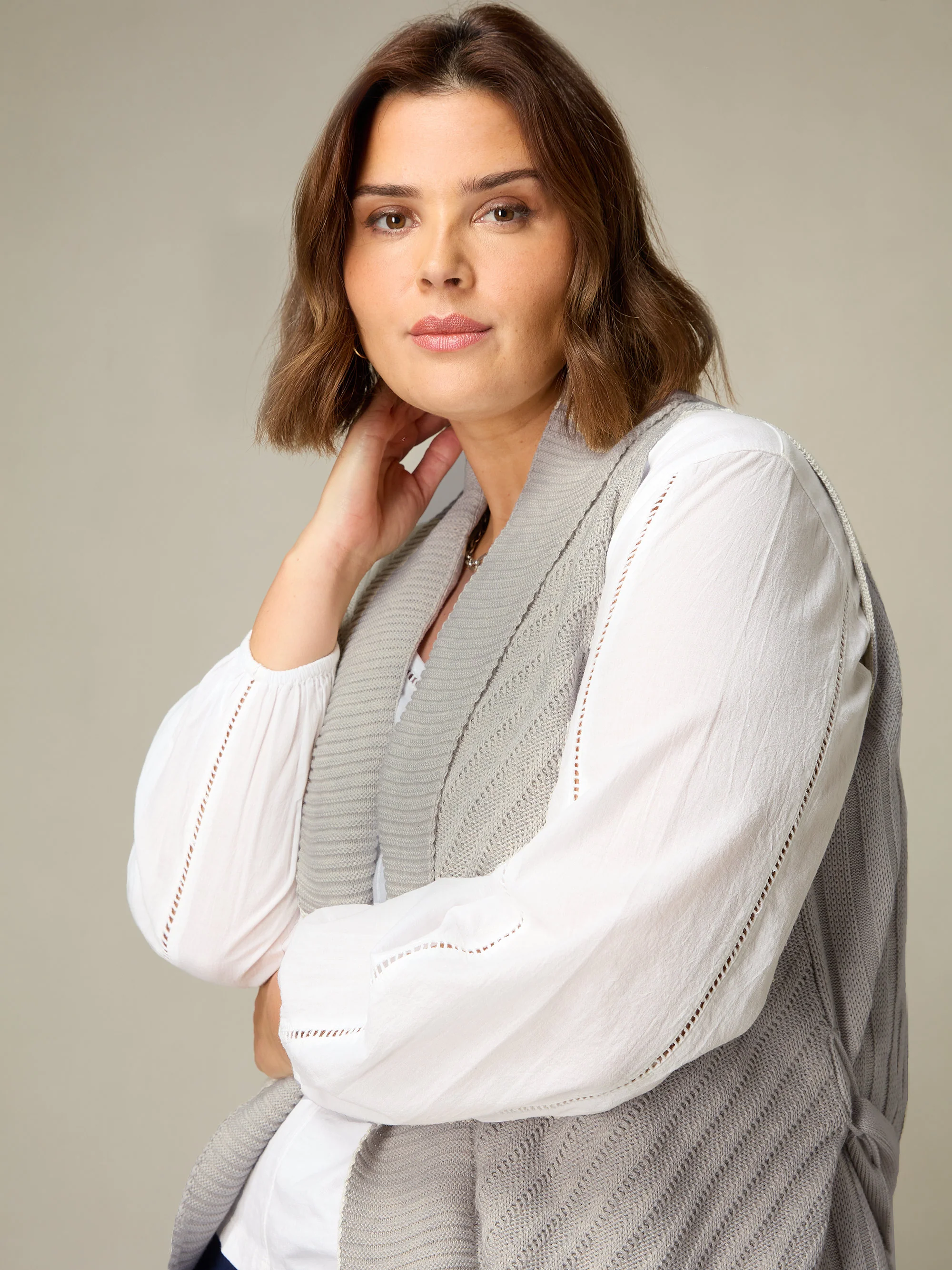 Grey Sleeveless Cardigan - Image 2