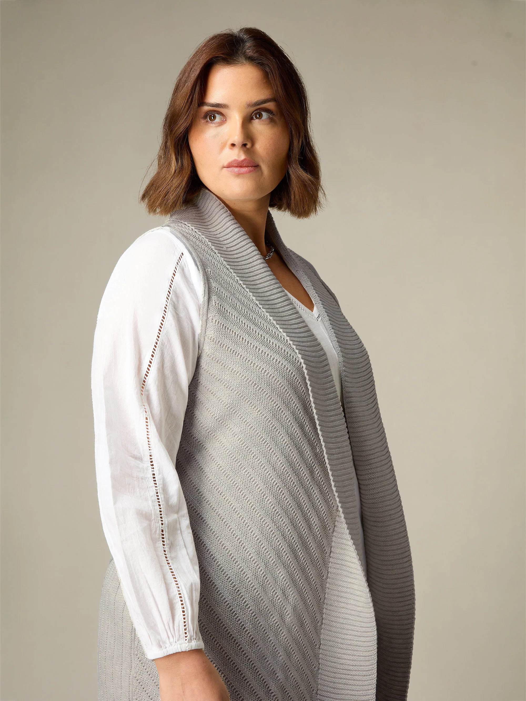 Grey Sleeveless Cardigan - Image 3