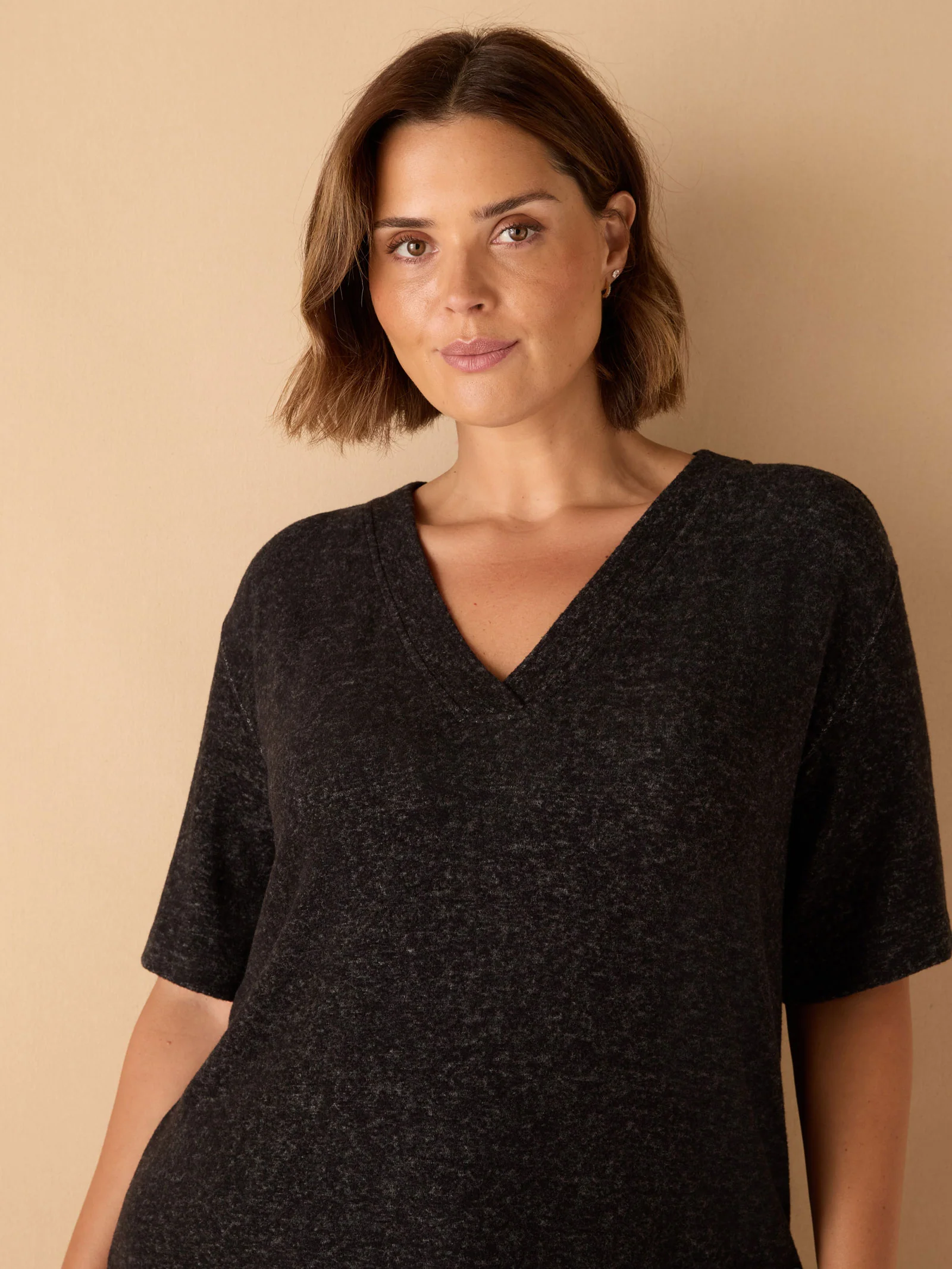 Grey V Neck Supersoft T-Shirt - Image 4