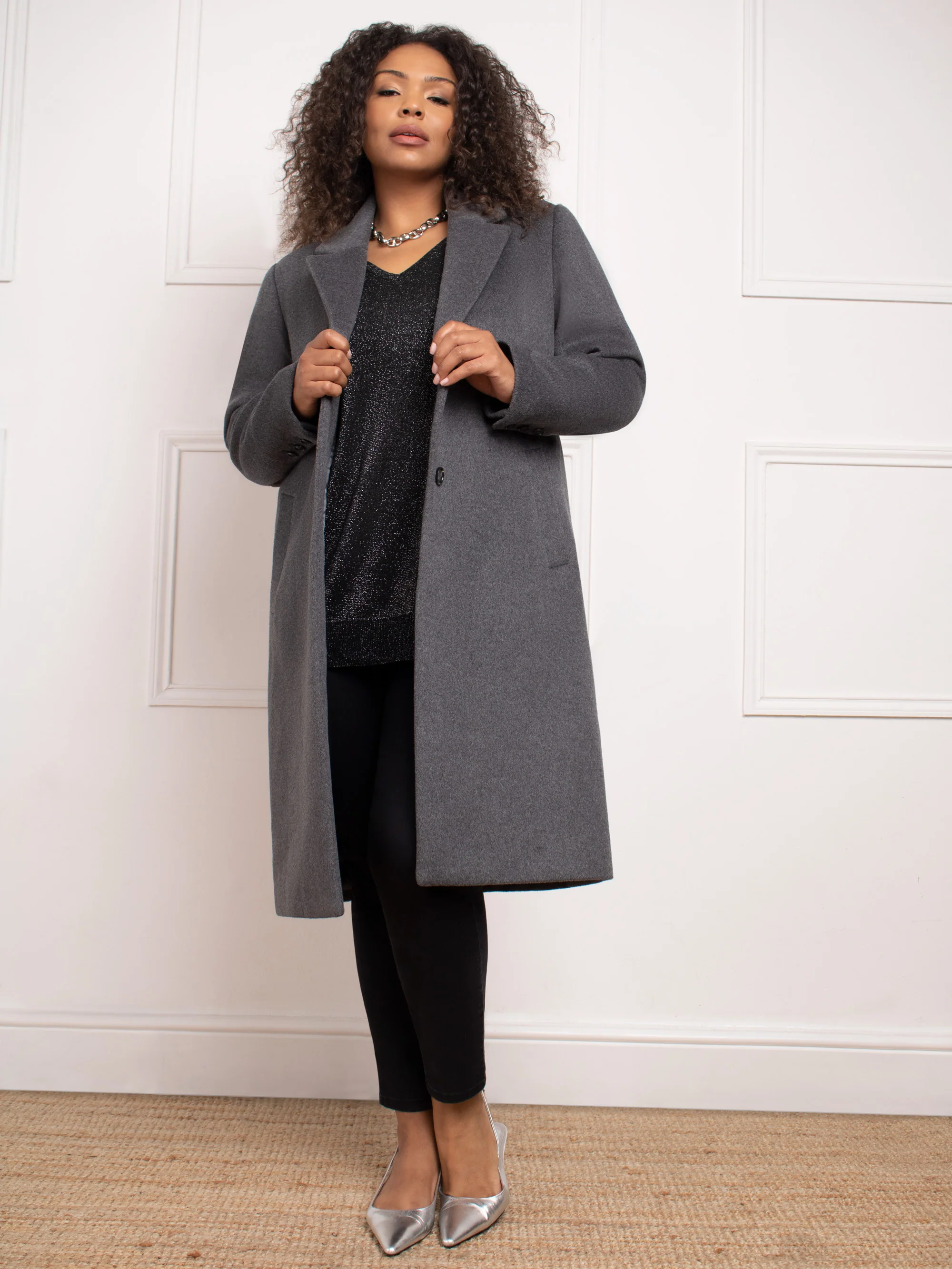 Grey Wool Blend Long Tailored Coat - Image 5