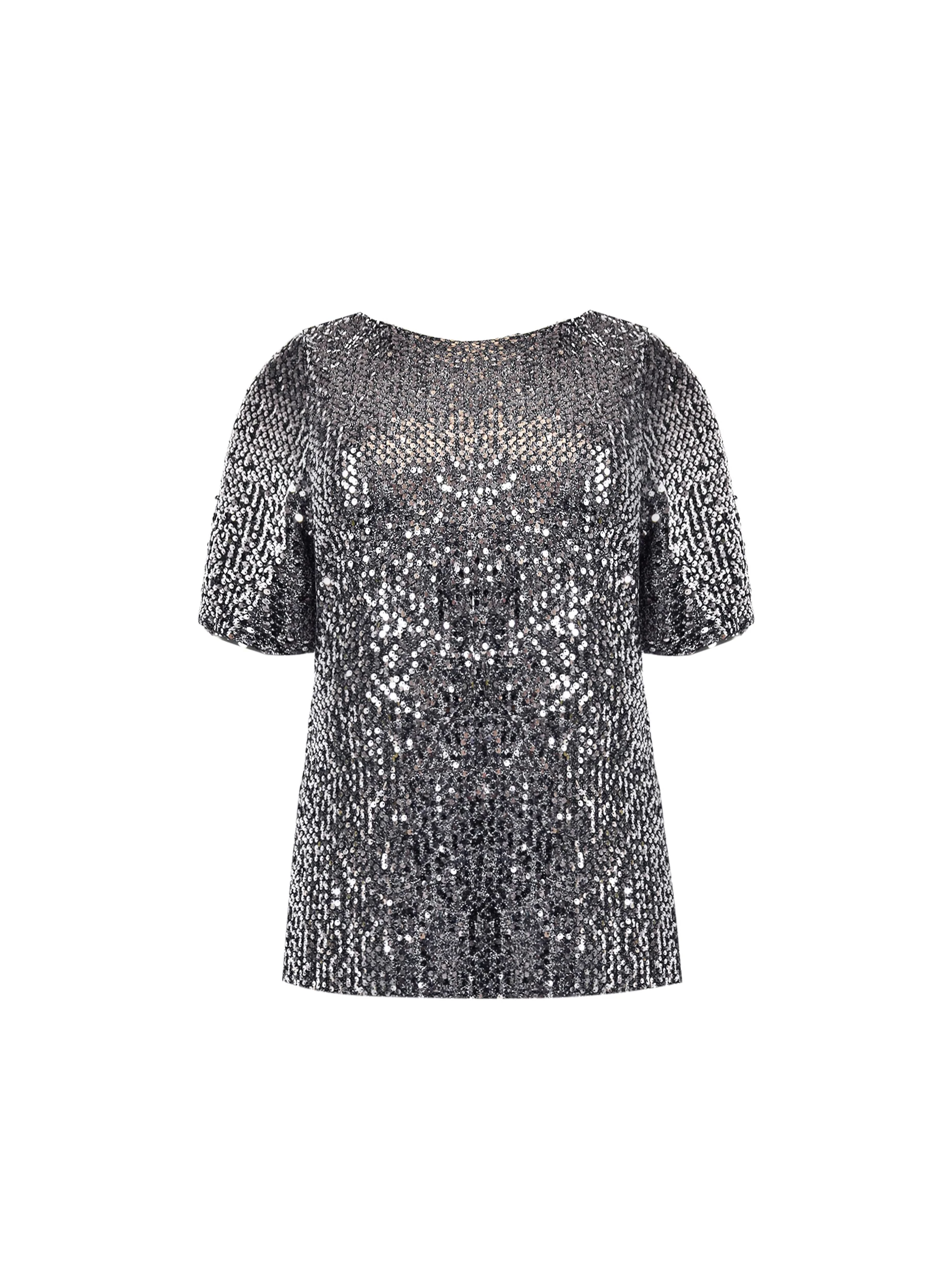 Silver Sequin Short Sleeve T-Shirt - Image 9