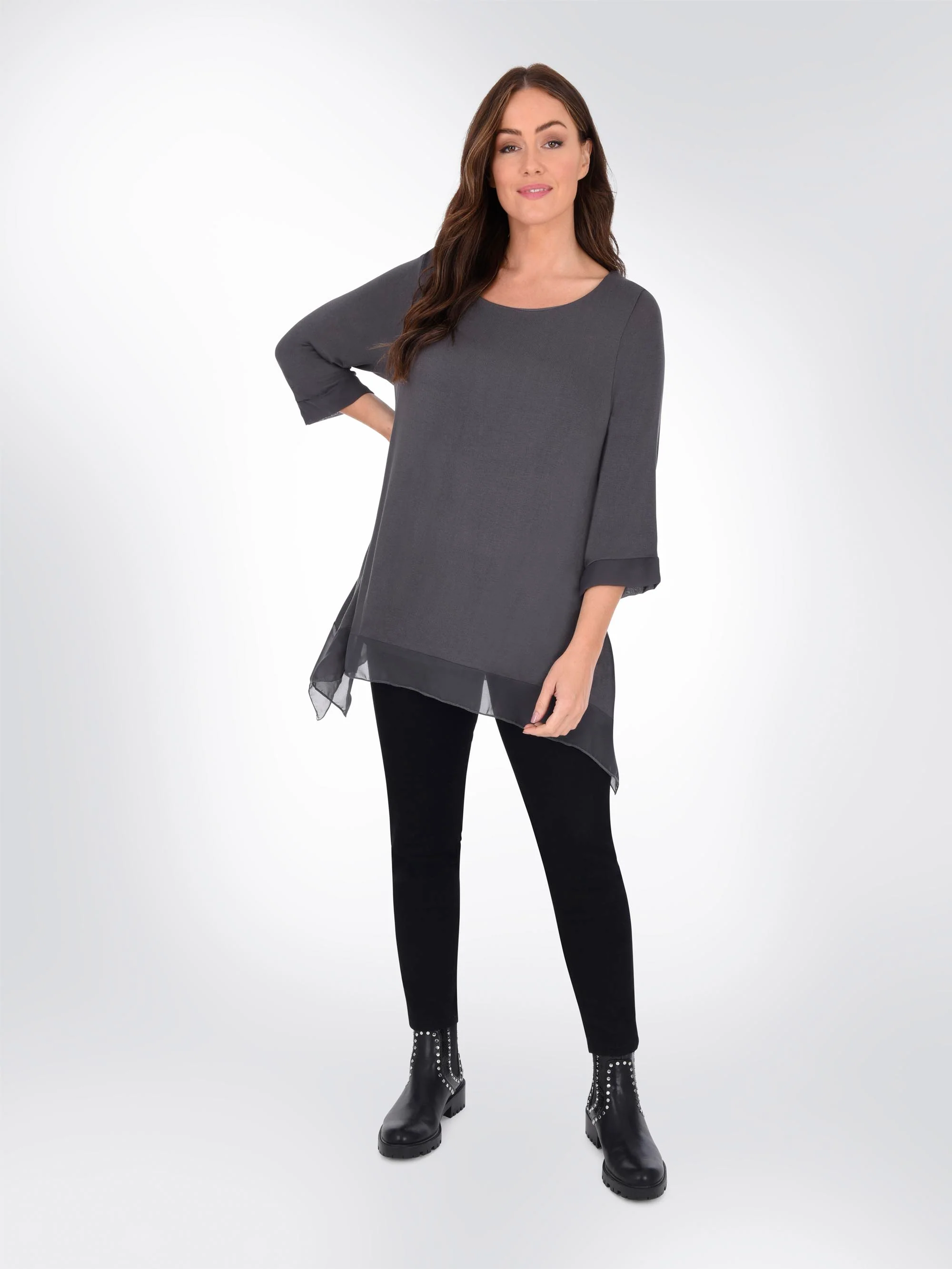 Hanky Hem Jersey Top with Contrast Hem - Image 5