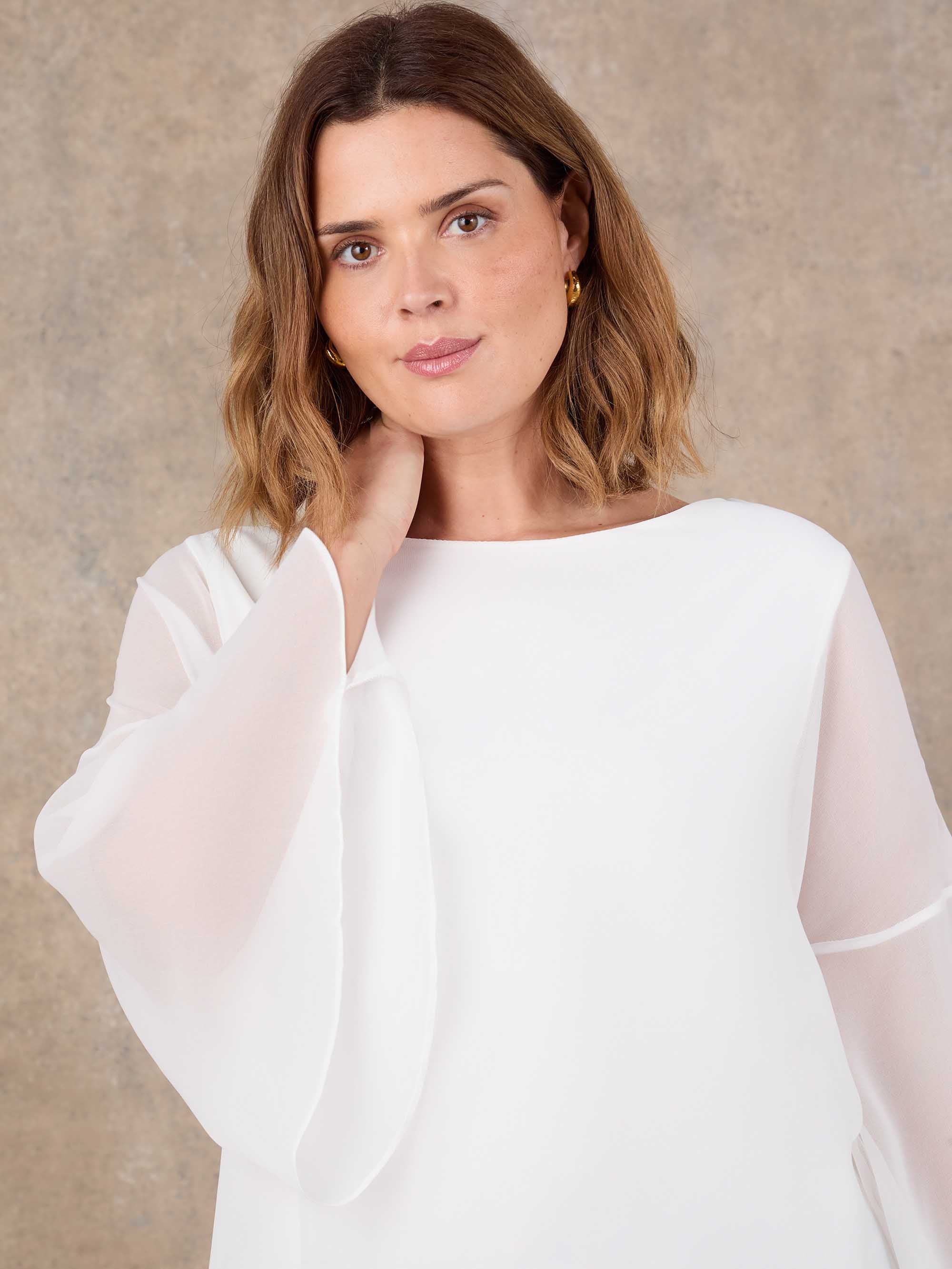 Ivory Angel Sleeve Overlay Top - Image 4