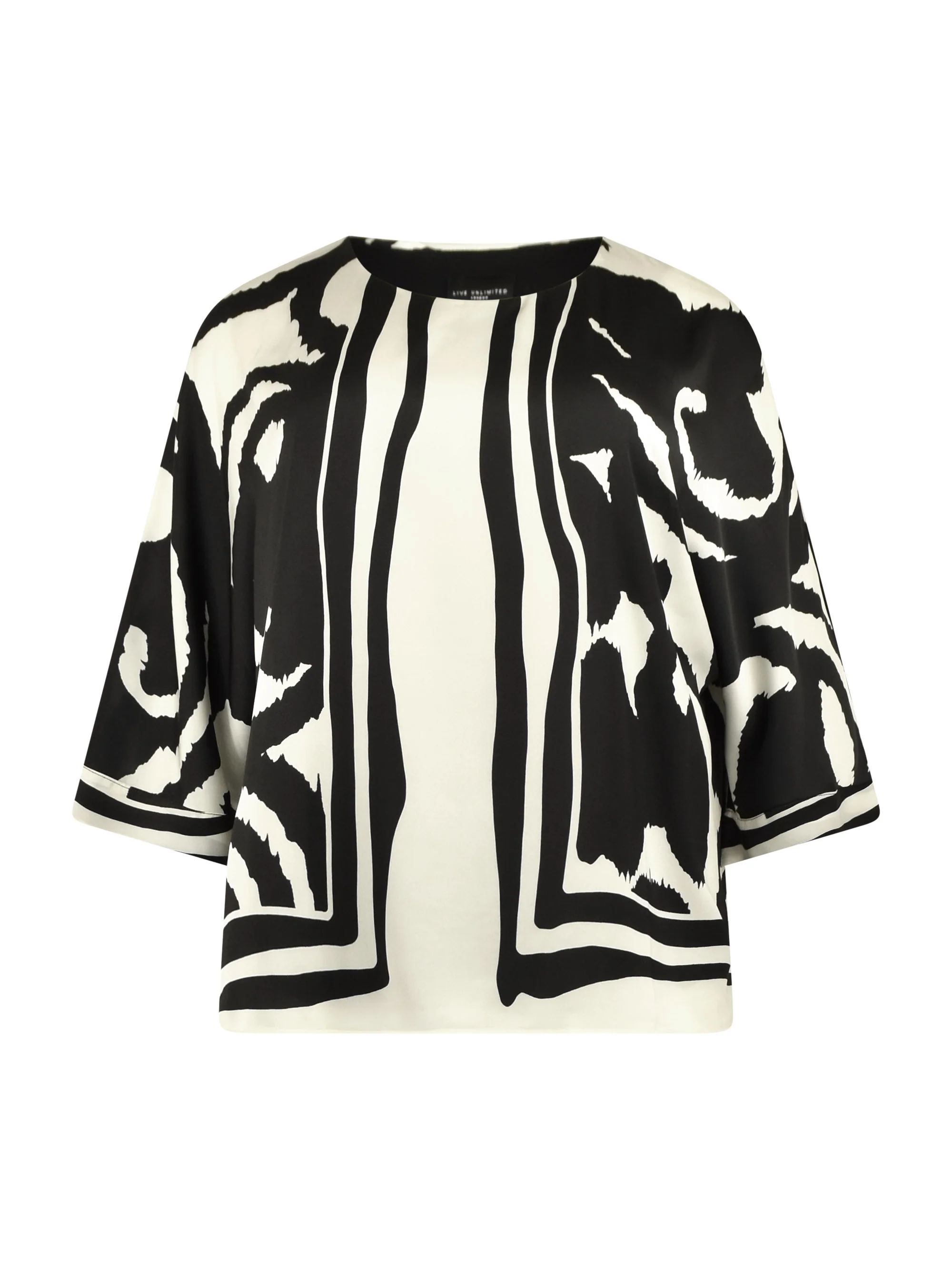 Ivory & Black Placement Print Overlayer Blouse - Image 4