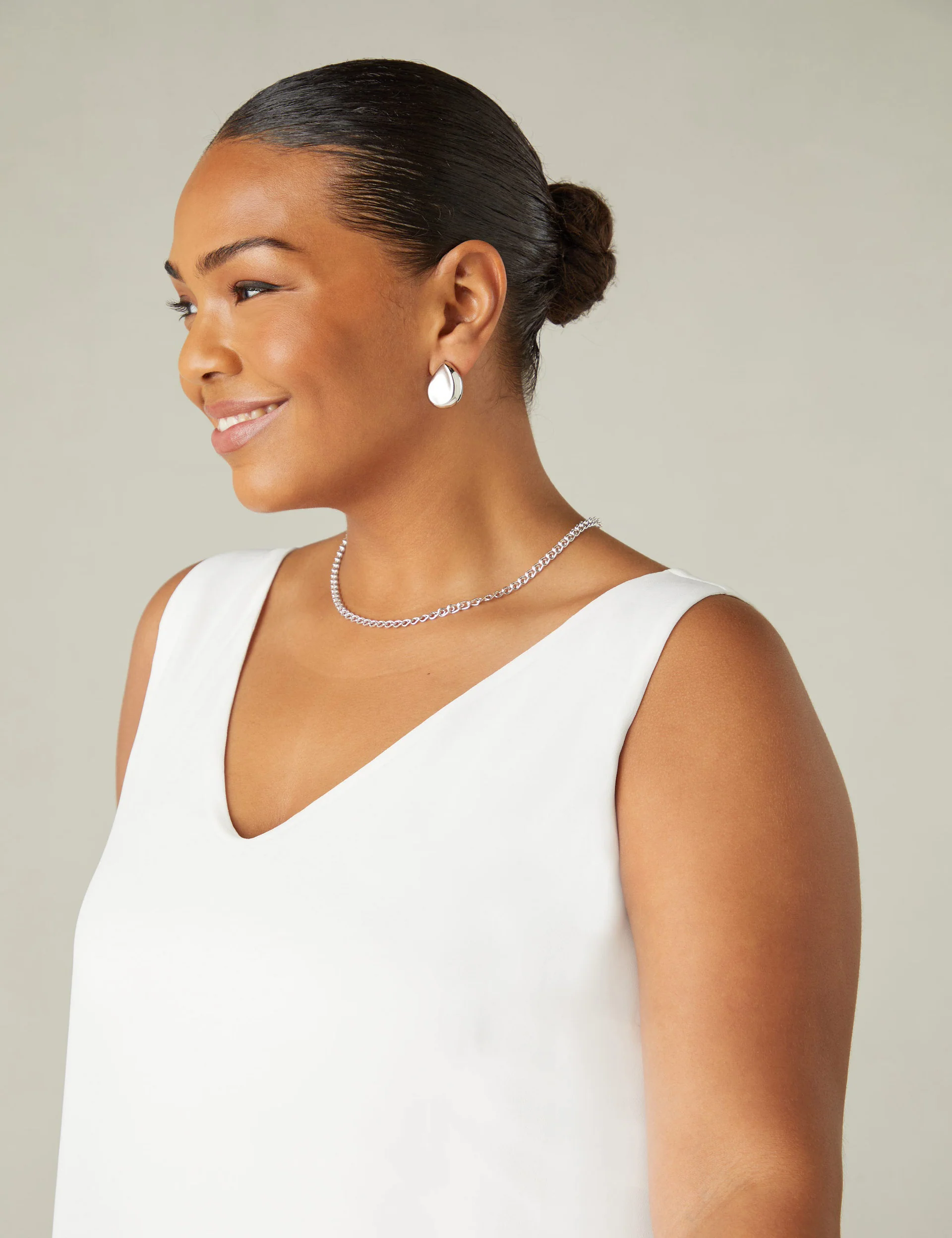 Ivory Chiffon Layered Swing Vest Top - Image 2