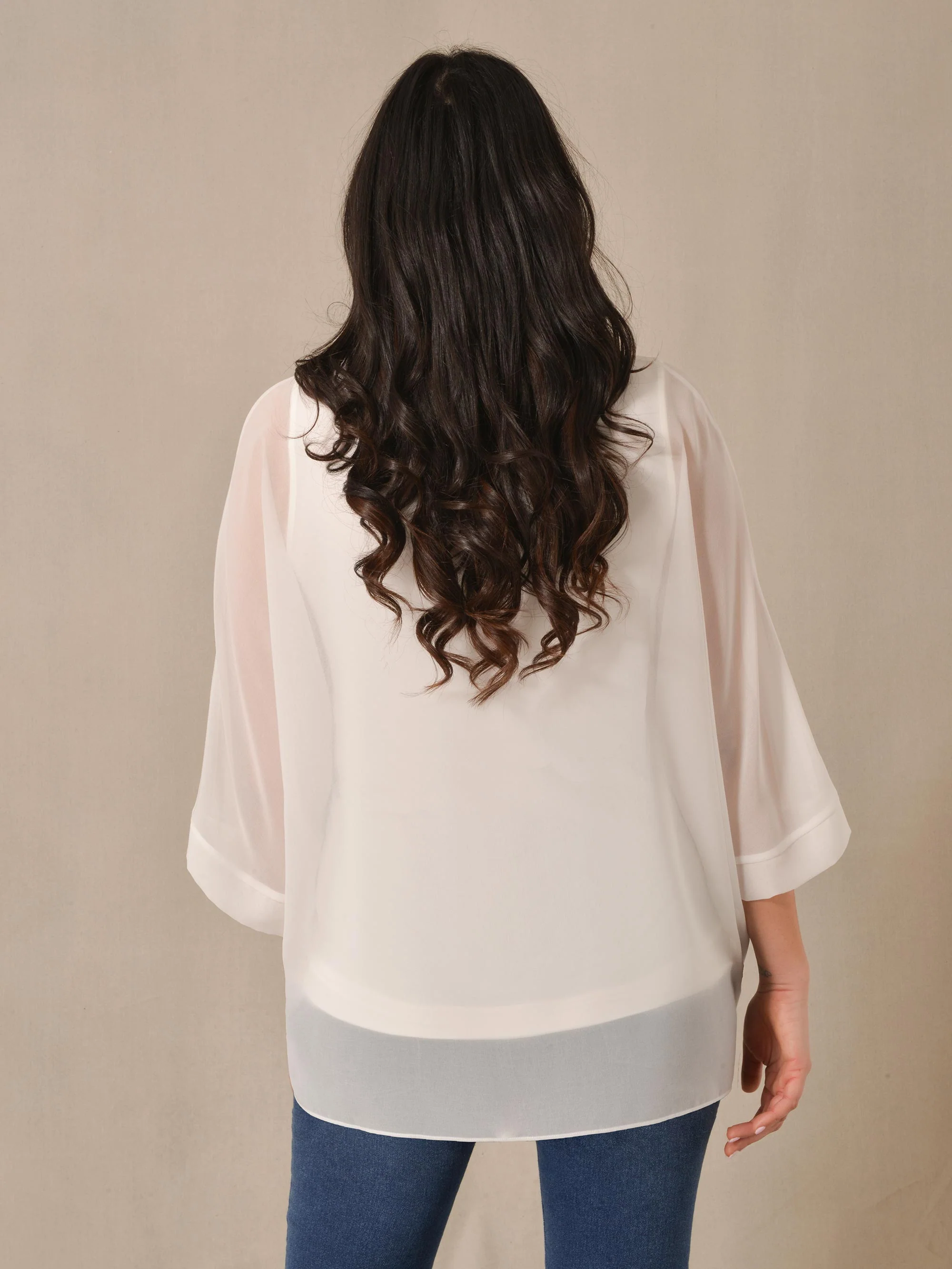 Ivory Chiffon Overlay Top - Image 3