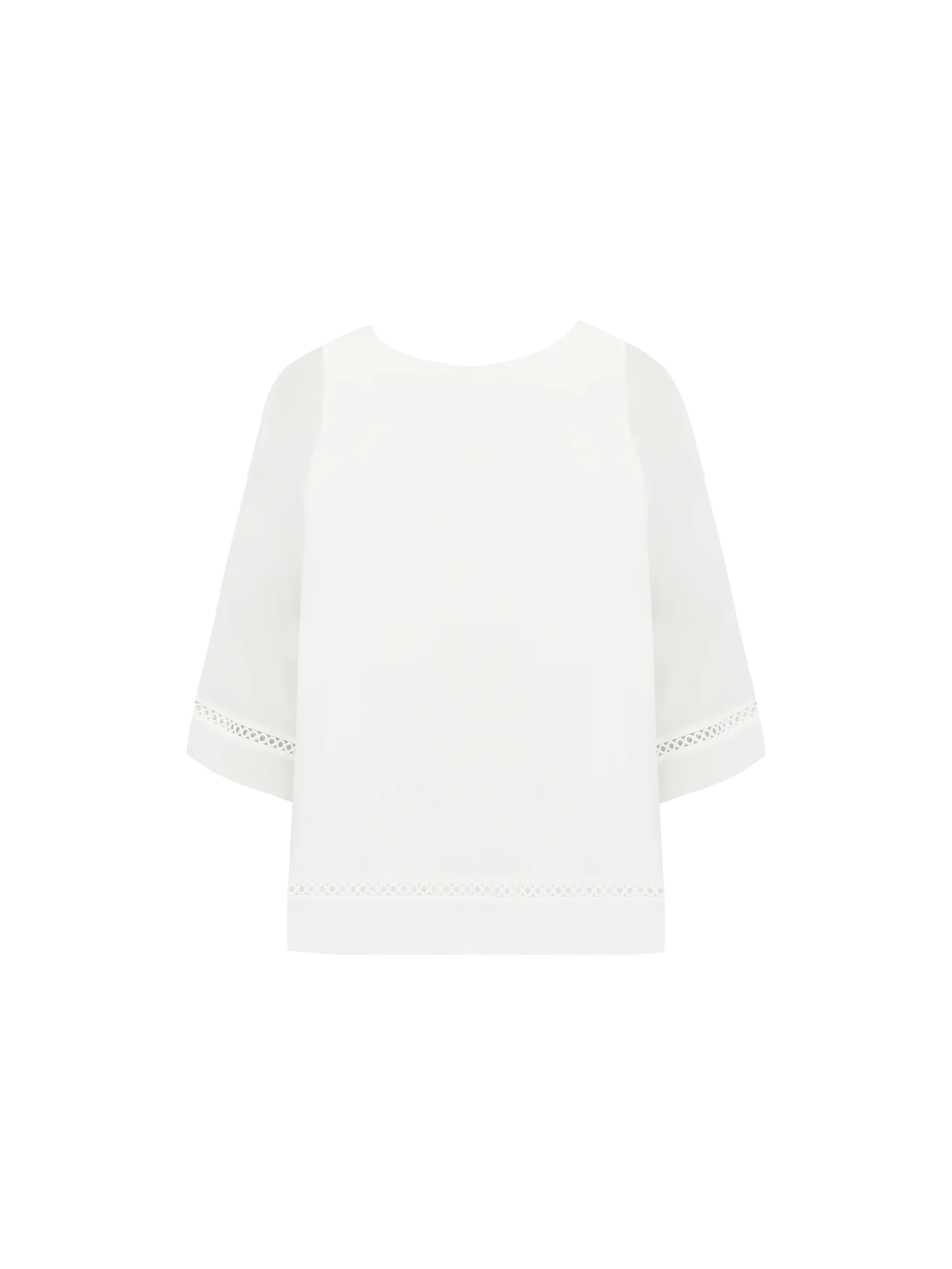 Ivory Chiffon Trim Insert Overlay Top - Image 4