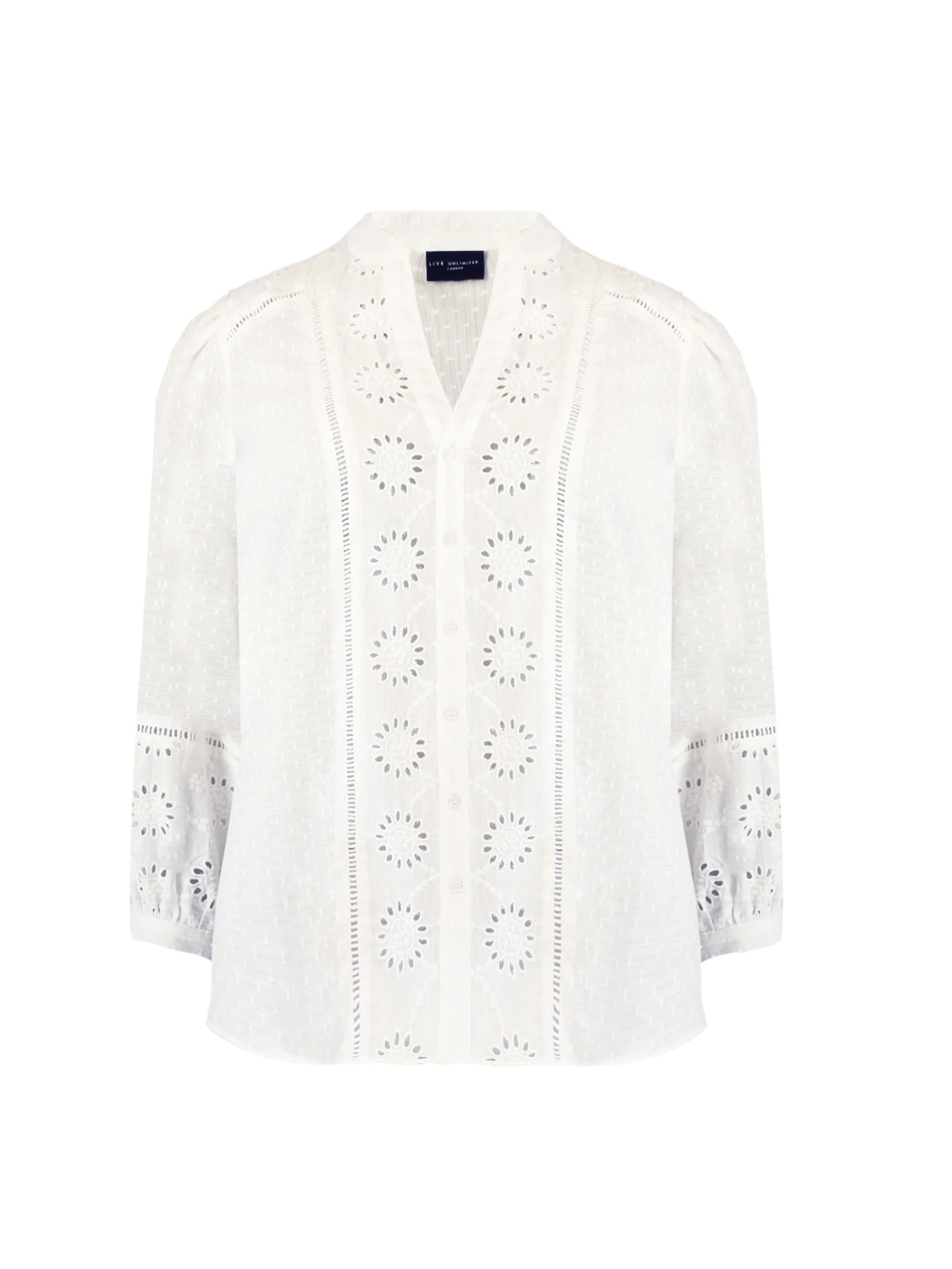 Ivory Cotton Broderie Detail Blouse - Image 6