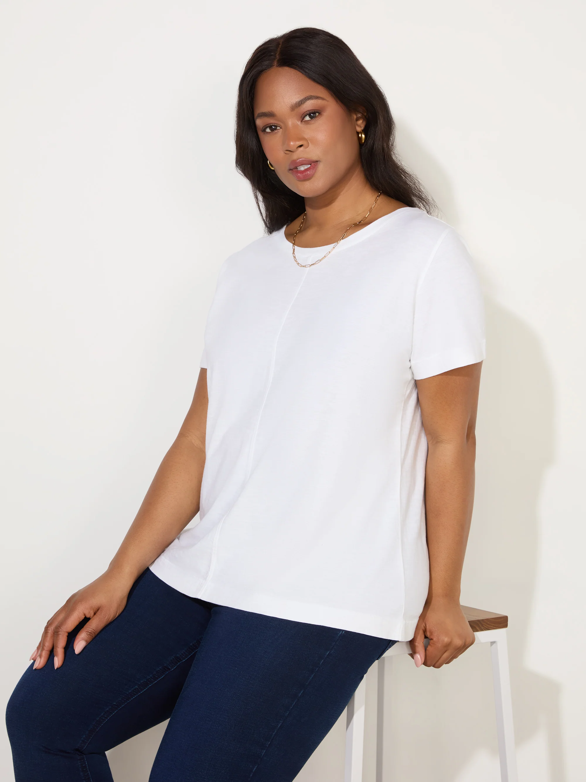 Ivory Cotton Slub Crew Neck T-Shirt - Image 3