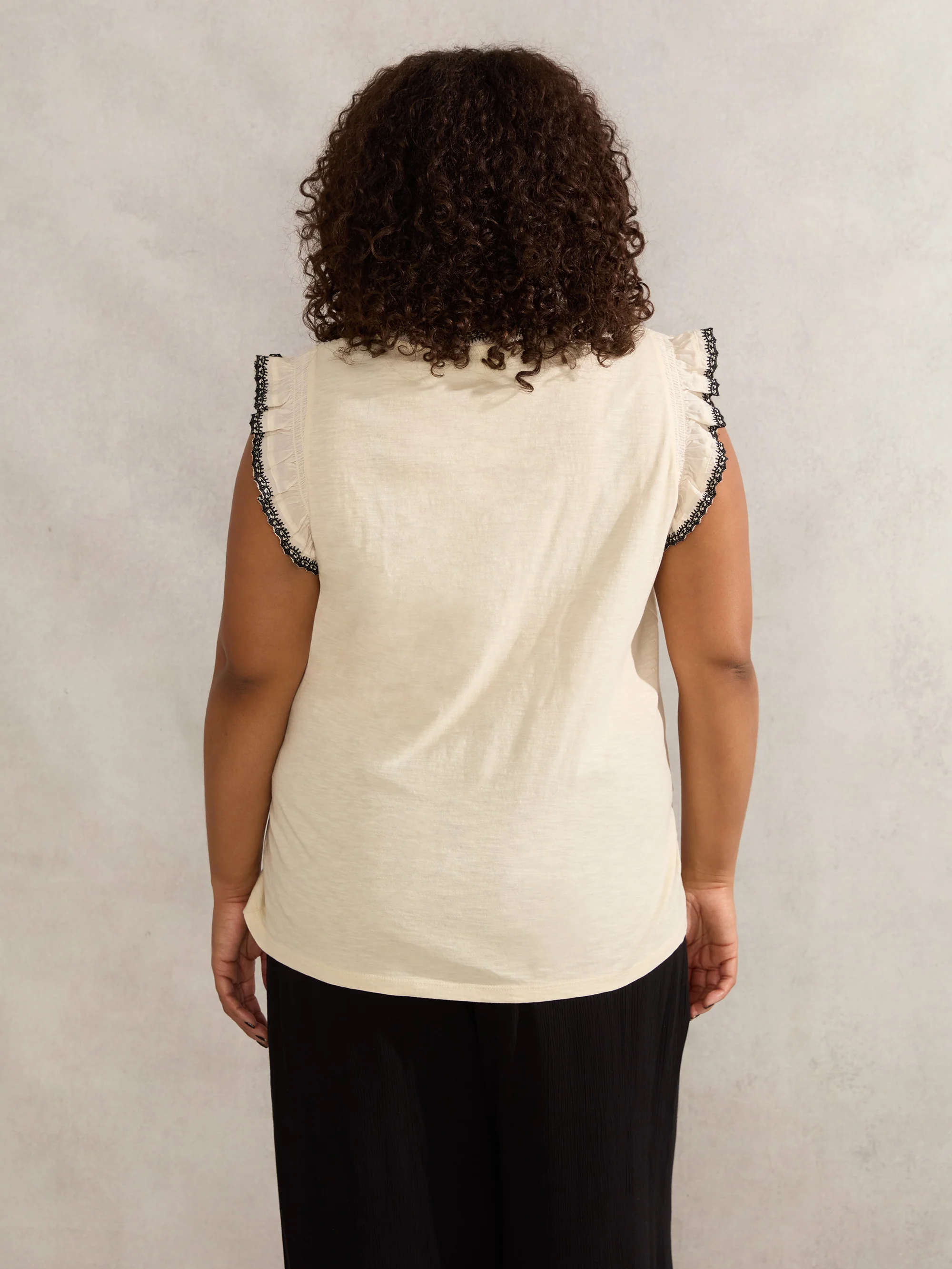 Ivory Cotton Slub Pintuck Top - Image 5