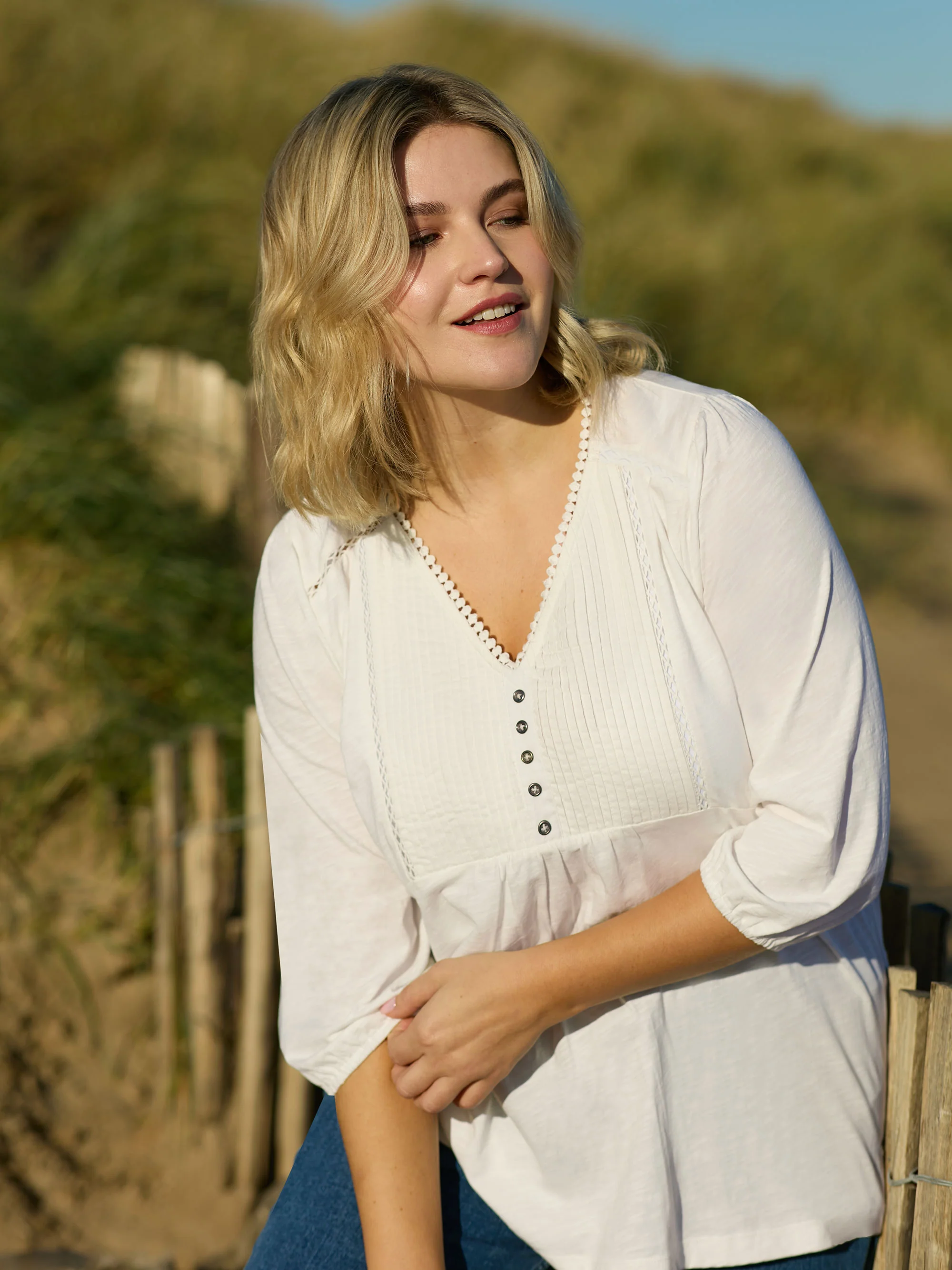 Ivory Cotton Slub Pintuck Tunic - Image 2