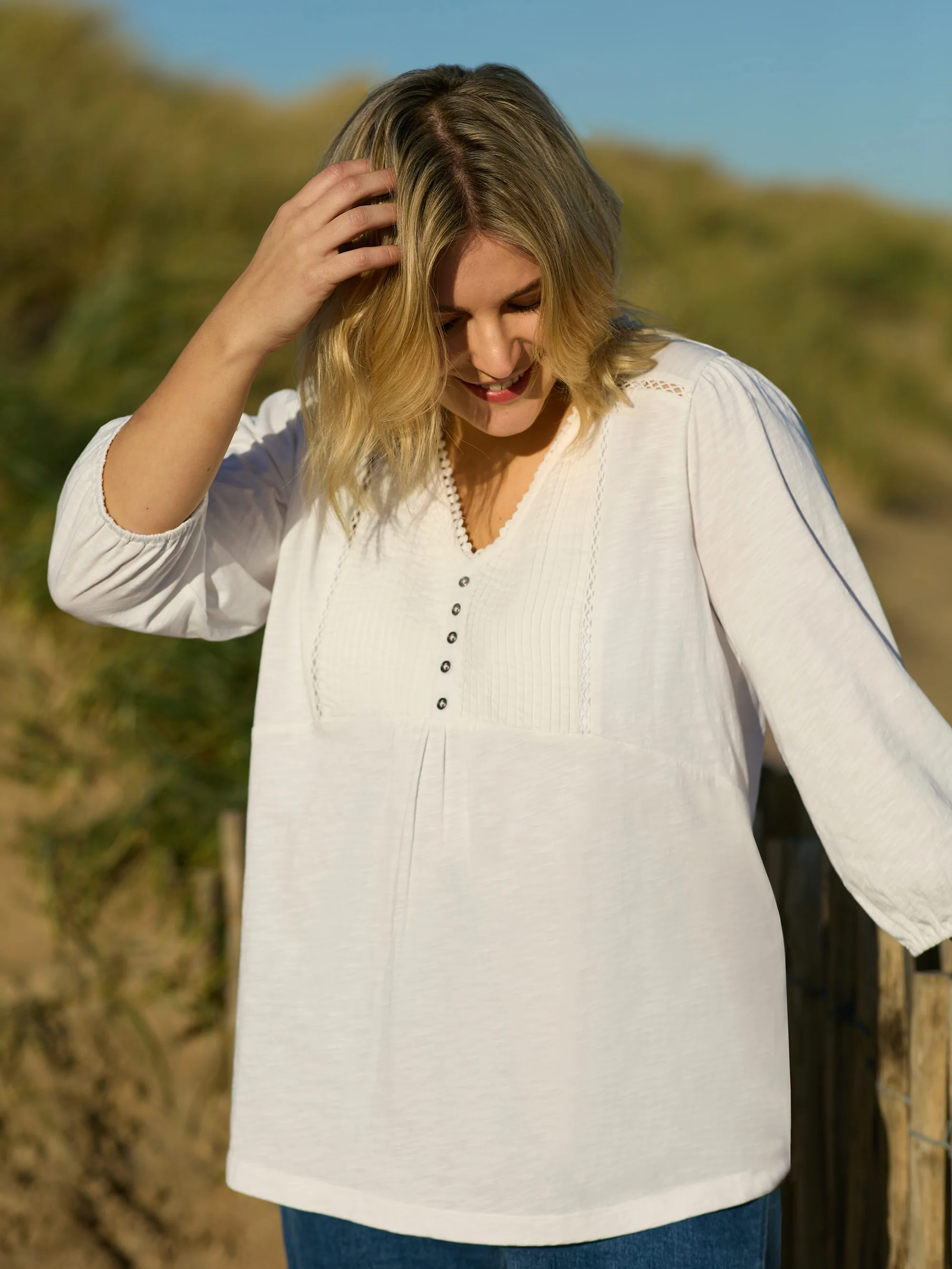 Ivory Cotton Slub Pintuck Tunic - Image 4