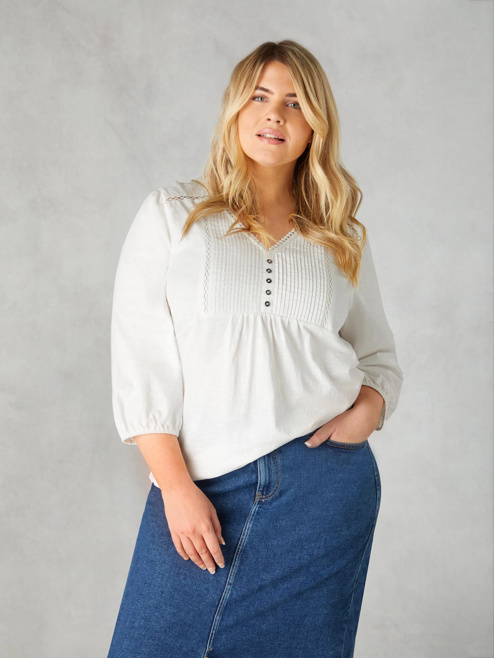 Ivory Cotton Slub Pintuck Tunic - Image 5