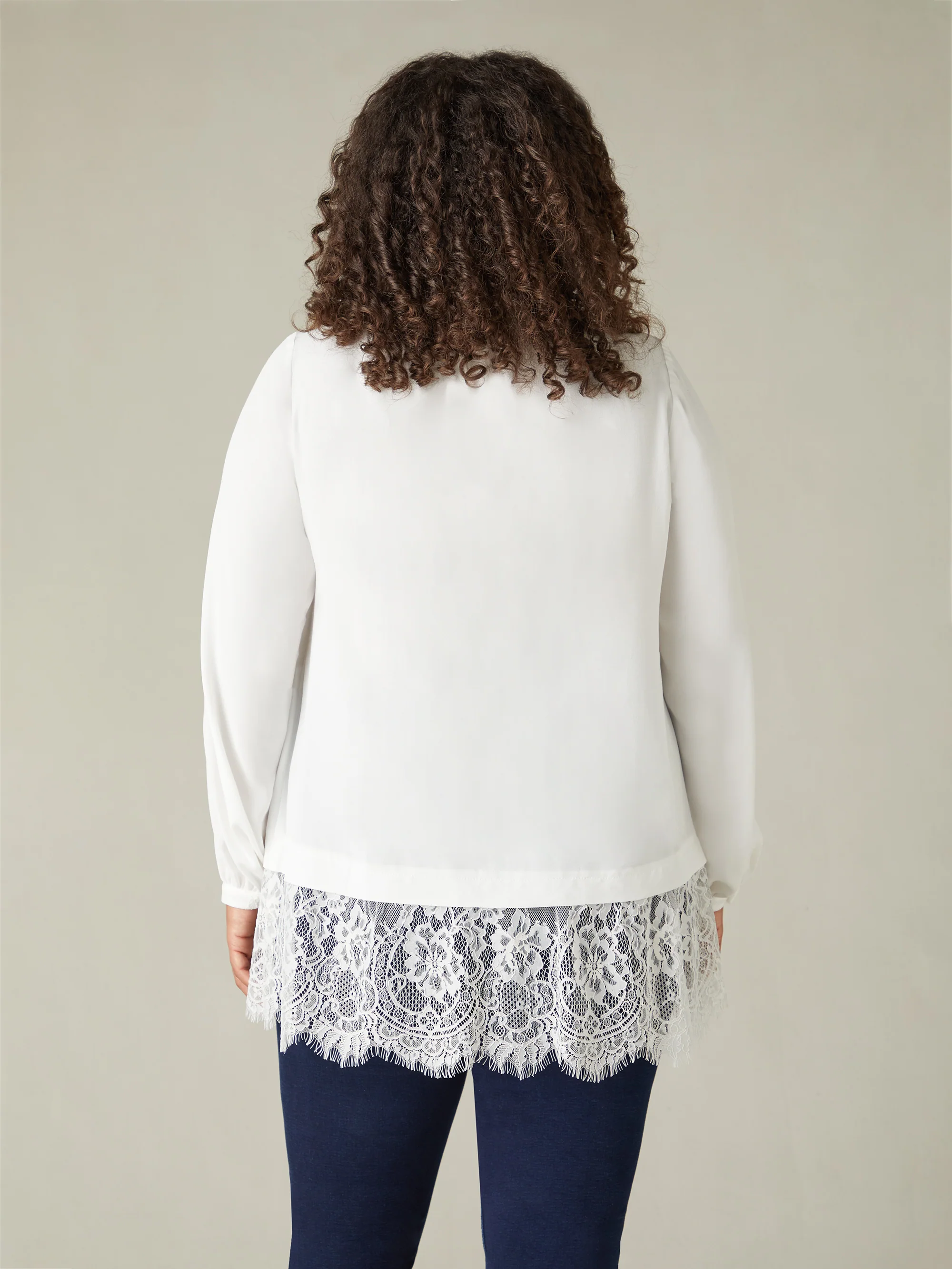 Ivory Lace Tie Neck Tunic - Image 5