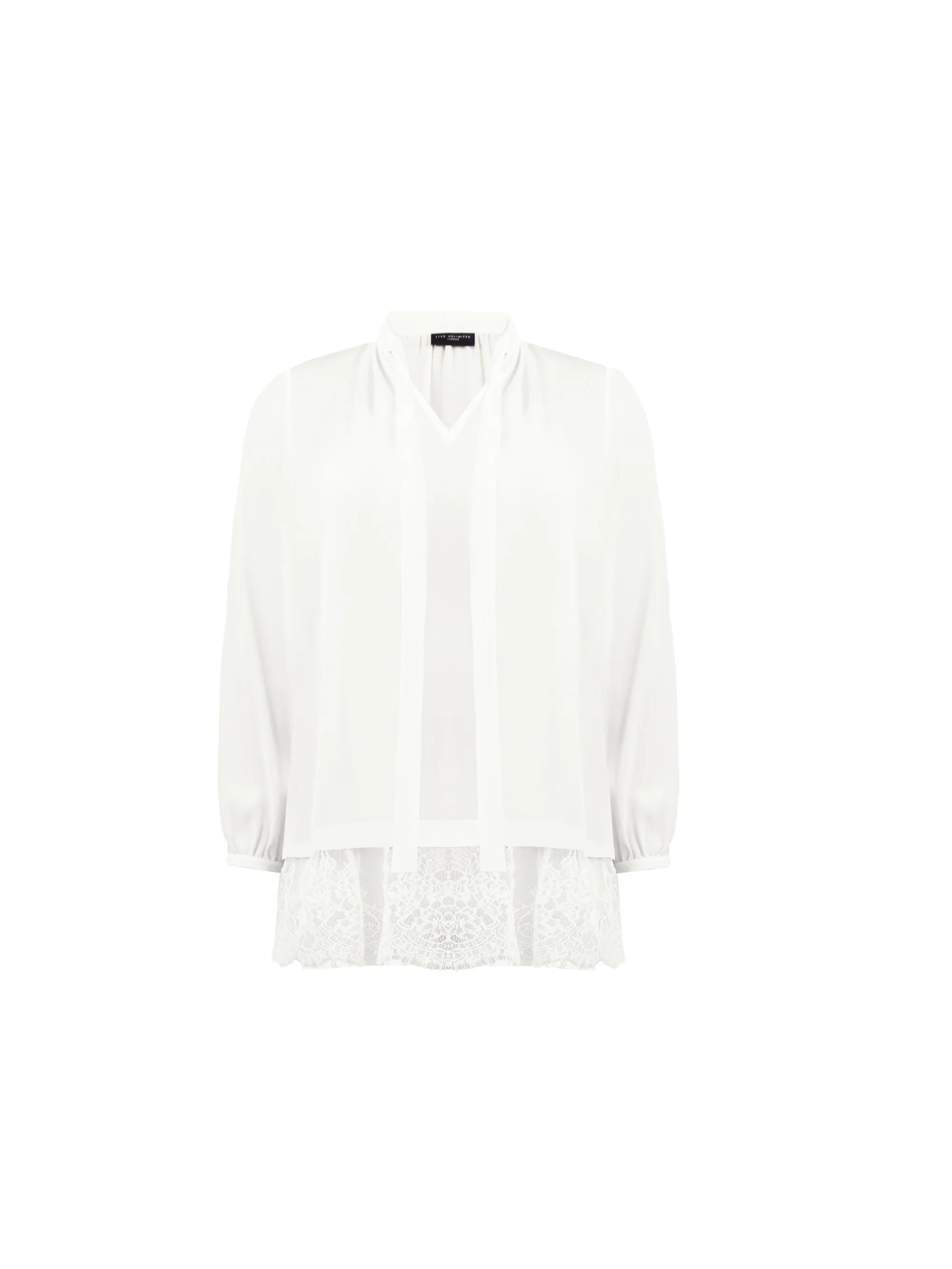 Ivory Lace Tie Neck Tunic - Image 6